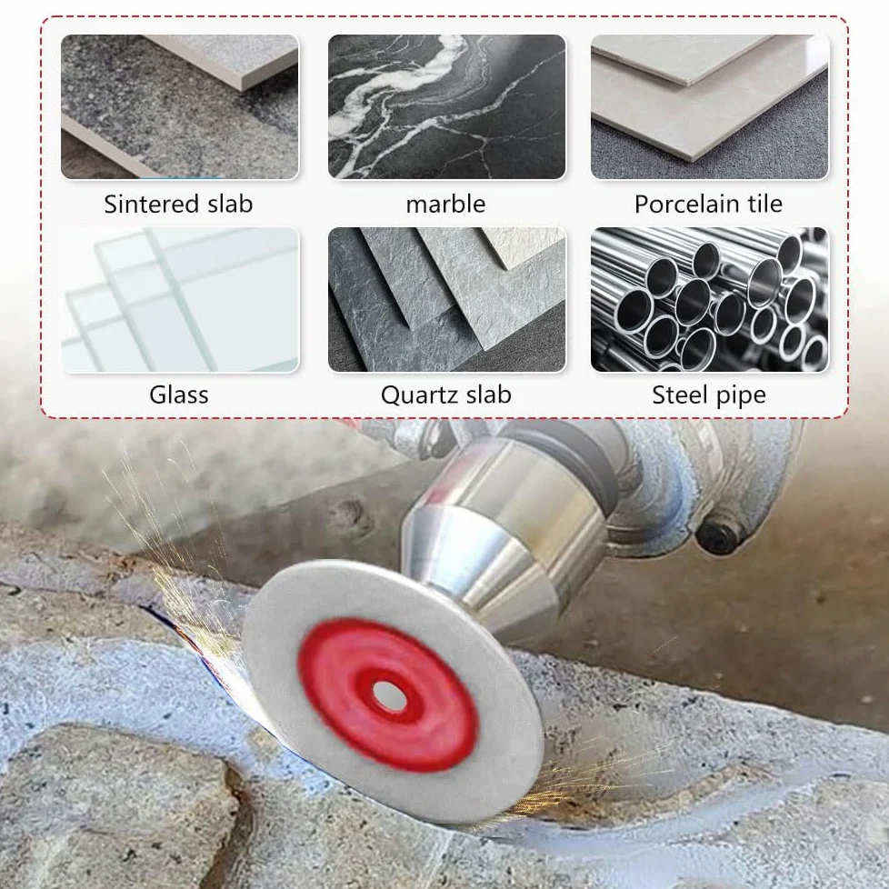 5 Piezas Mini Disco Diamante 50mm para Porcelanico, Disco Corte Diamante y 1 Pieza M14 Brida para Mármol Metal Cerámica Granito Piedra, Corta Azulejos Accesorios, Fijación de 1 más 3 Agujeros