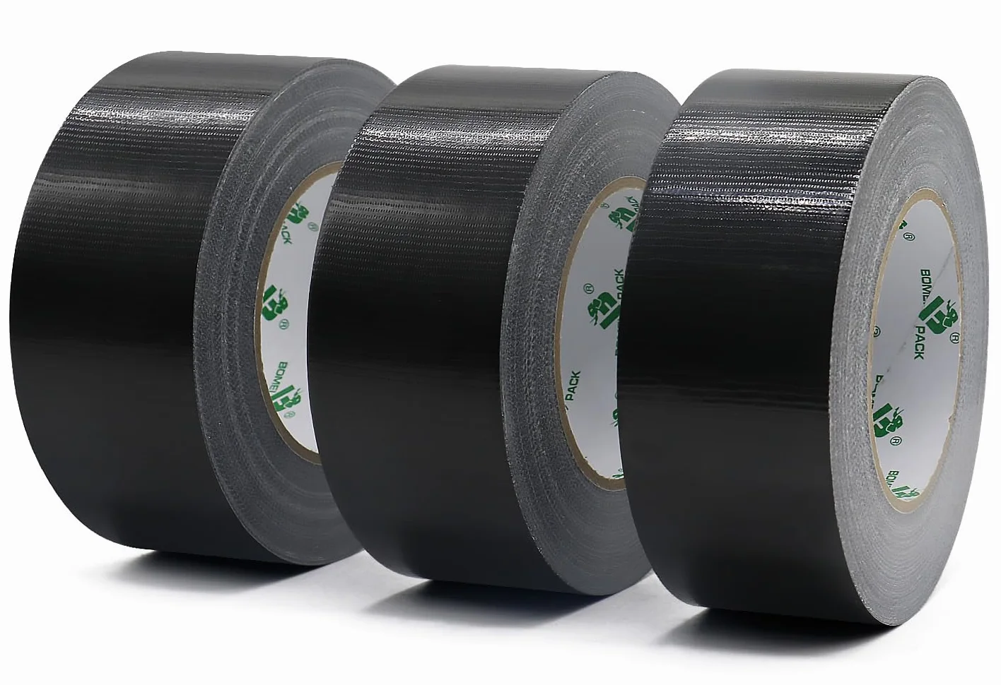 BOMEI PACK 3 rollos Cinta Americana 50mm x 50 m - Cinta Adhesiva Negra - Cinta Fuerte de Tela Reforzada con Tejido - Para Interiores y Exteriores