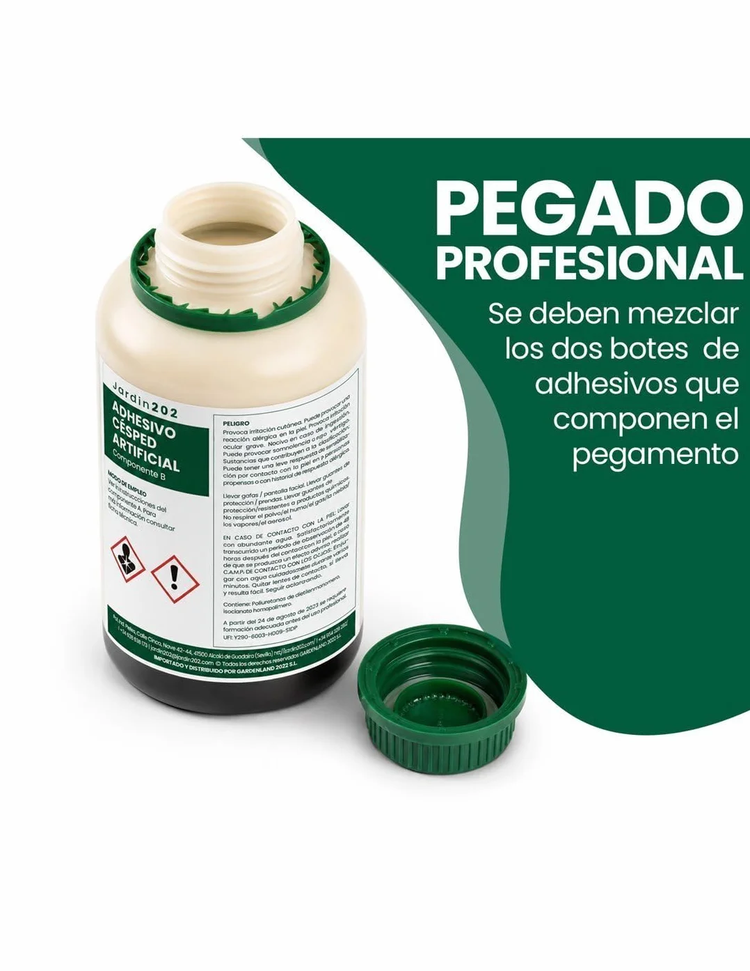JARDIN202 Adhesivo para Césped Artificial y Caucho Bicomponente 11 Kg Alta Fijación