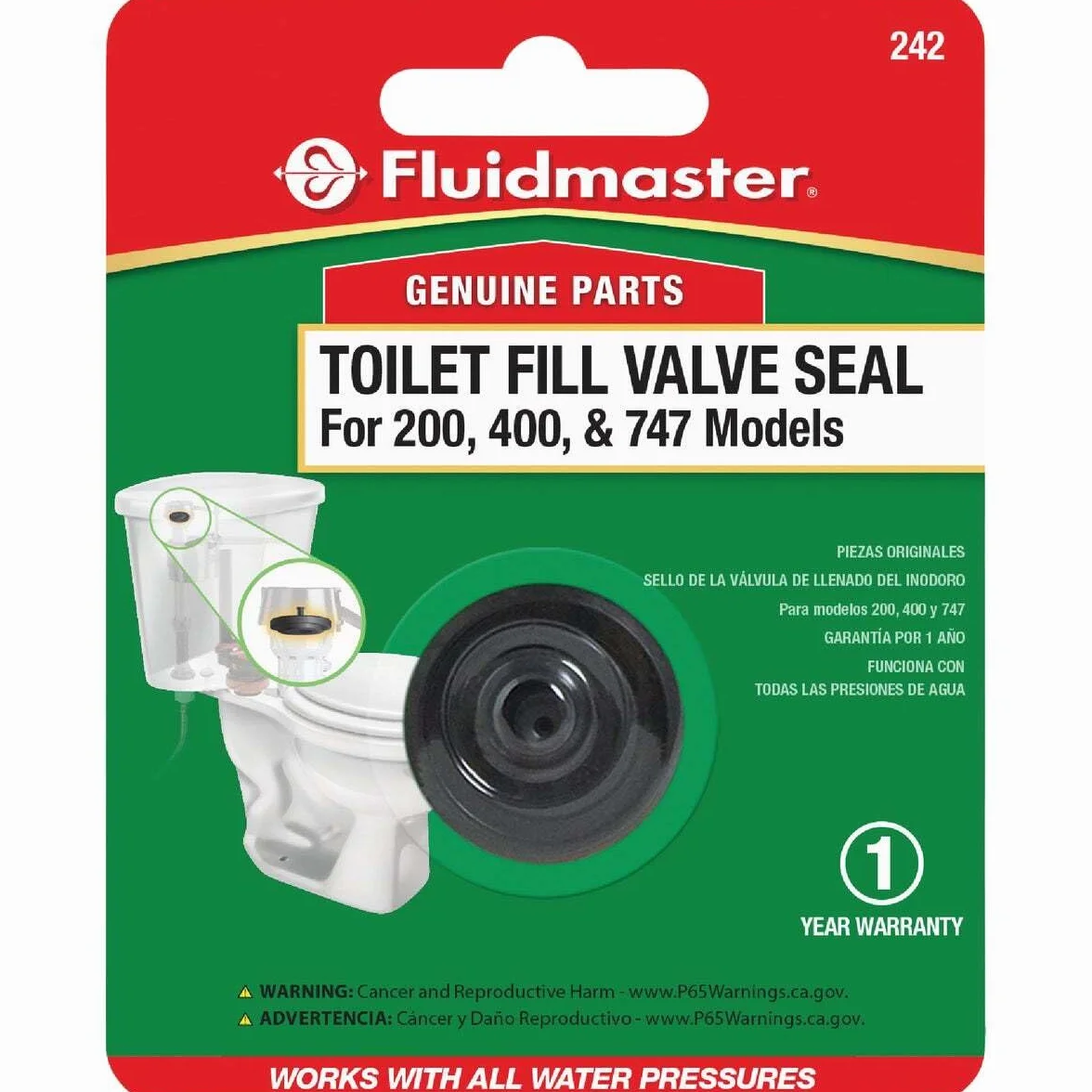 Fluidmaster Pieza de repuesto de sello de válvula de llenado de inodoro 242