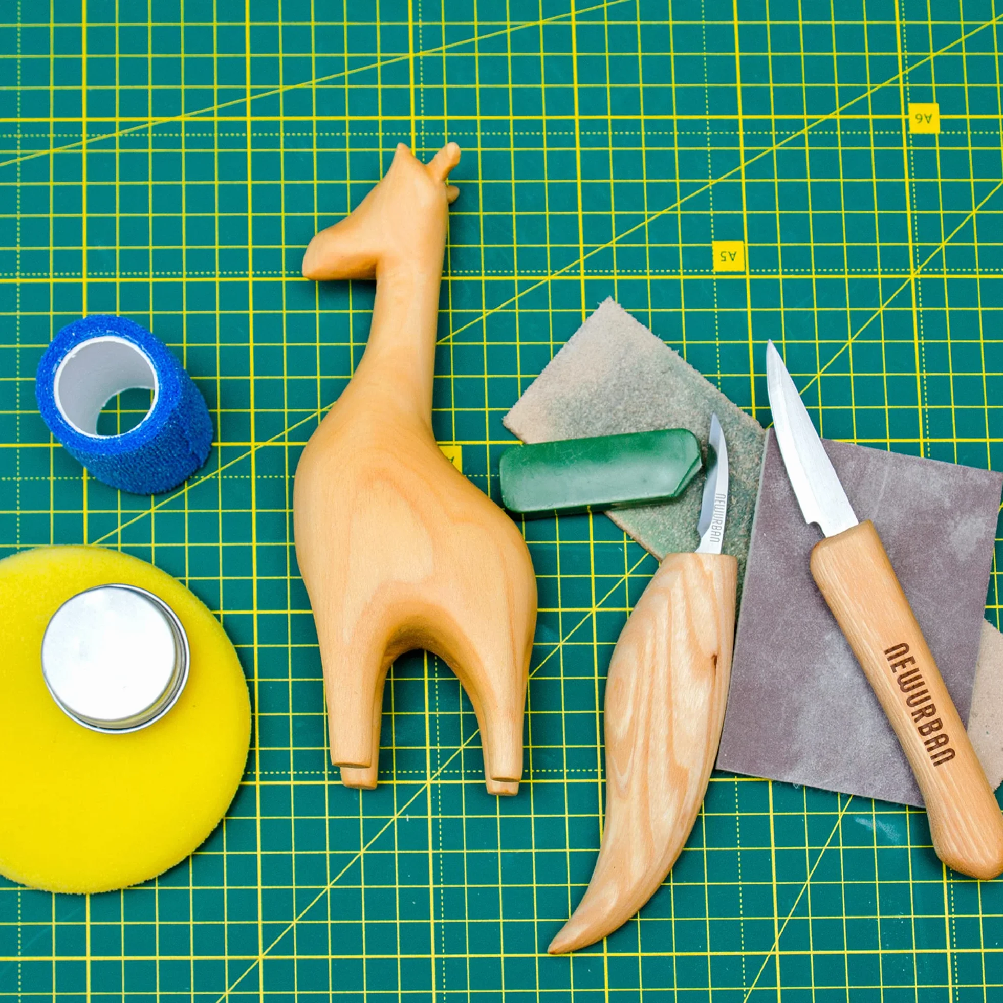 Kit de Tallado de Madera para Principiantes - Cuchillo de Acero Inoxidable - Tilo en Blanco para Niños y Adultos