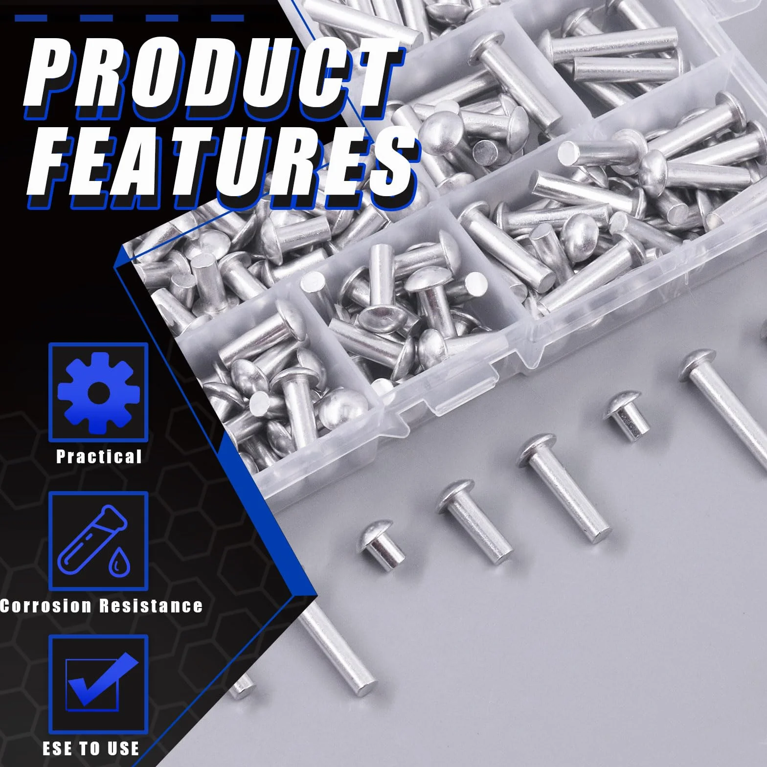 Glarks 330 remaches de aluminio M4 x 6/10/14/20/25 con cabeza sólida, longitud 6 mm, 10 mm, 14 mm, 20 mm, 25 mm, remaches de aluminio de alta resistencia a la corrosión para empalme y reparación de