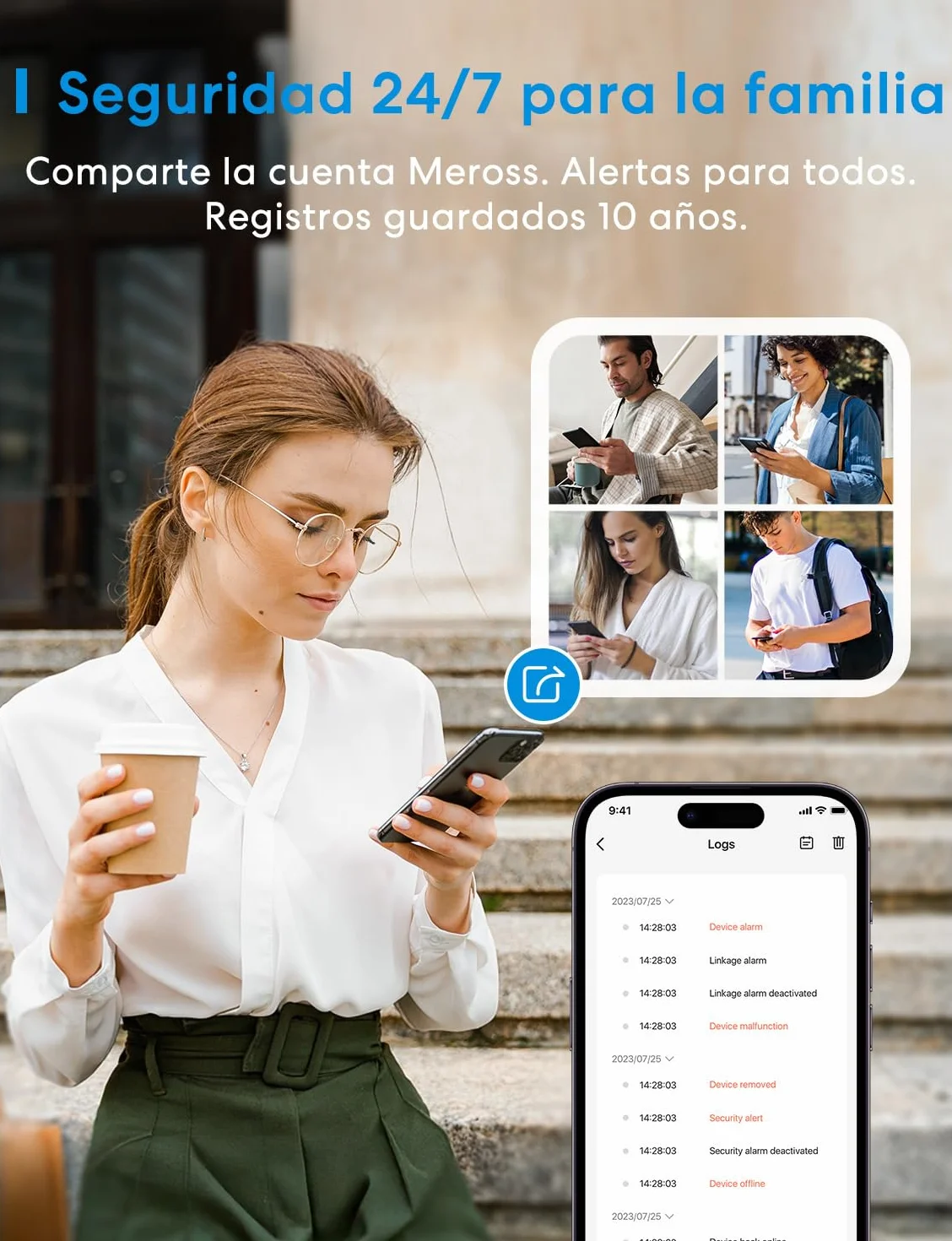 Meross Smart Detector de Humo WiFi, Alarma de Incendios con Doble Sensor Óptico, Notificación App, 33 mm, 1 Unidad
