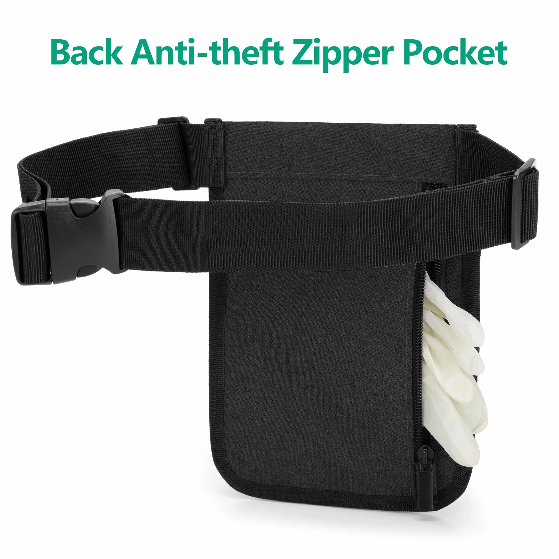 Trunab Riñonera de Enfermera con Soporte para Cinta, Organizador de Cinturón Ajustable, Negro