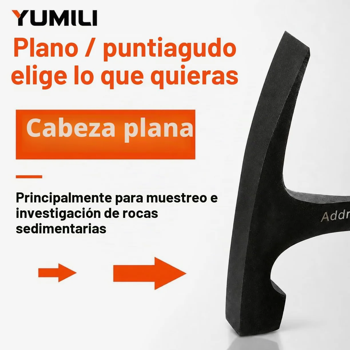 Geológico Exploración Martillo, Martillo Geológico Profesional 850g, Geología Rock Pick Hammer, Pico de Roca de Cabeza Plana, Herramienta de Exploración de Minerales para Geología al Aire Libre, 285mm