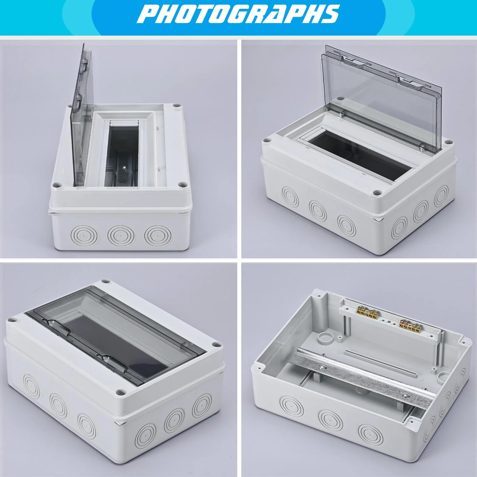 Caja de distribución de montaje superficial, caja de seguridad impermeable IP65, ideal para jardines o áreas exteriores, cumple con los estándares de espacios húmedos (8módulos)