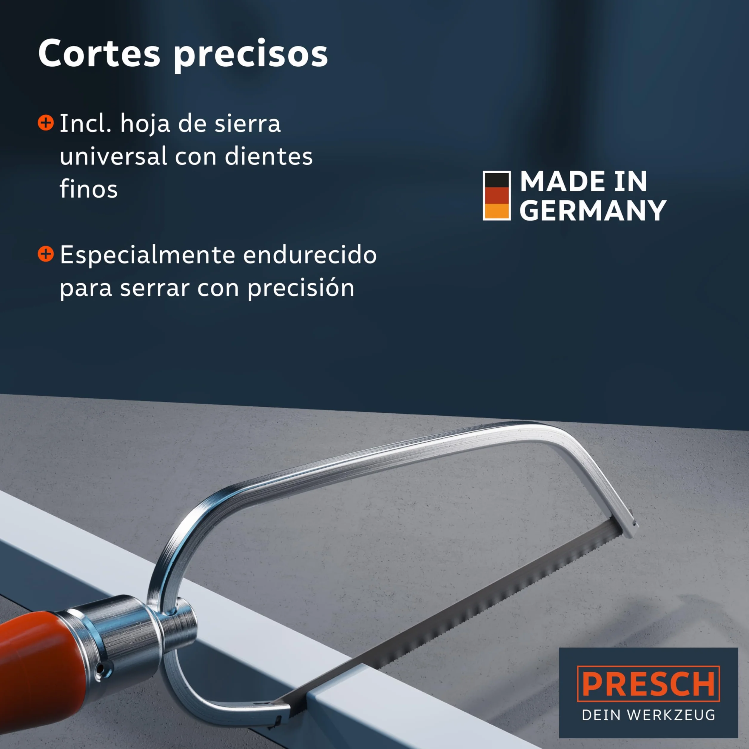 Presch Sierra de arco plegable PUK 150mm para metal no ferroso, plástico, aluminio, madera