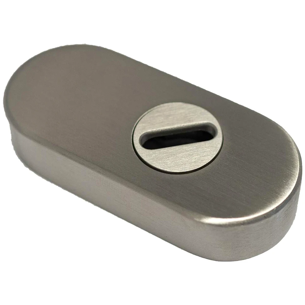 FELGNER Roseta protectora 4100 ZA – 11 mm | Roseta deslizante para puertas de perfil | con cubierta de cilindro | acero inoxidable forma ovalada