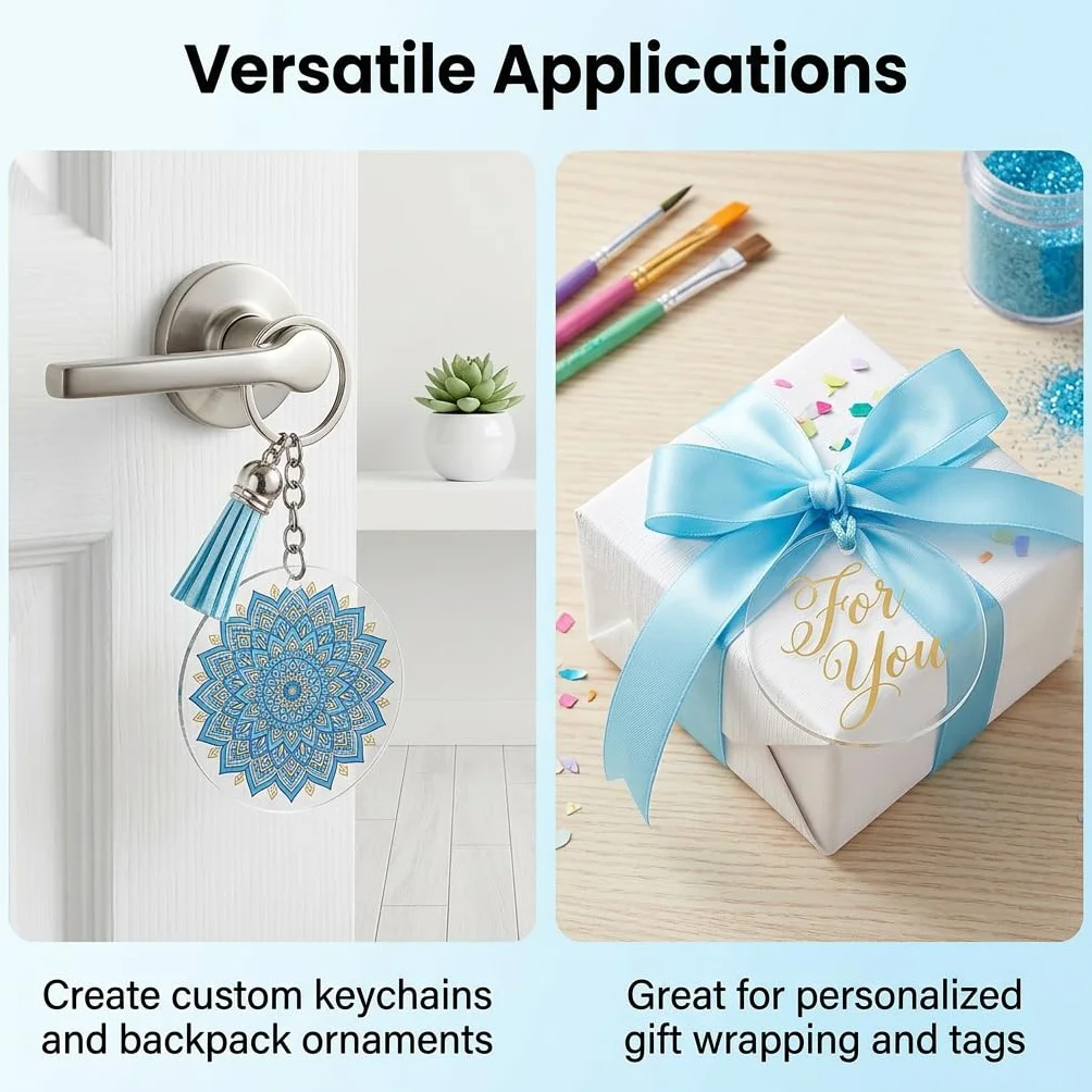 30 discos acrílicos redondos con agujero de 7,5 cm, placas de 1 mm de grosor, transparentes para plóter en blanco, placa de cristal acrílico para pintar, llaveros, manualidades y decoración de bodas