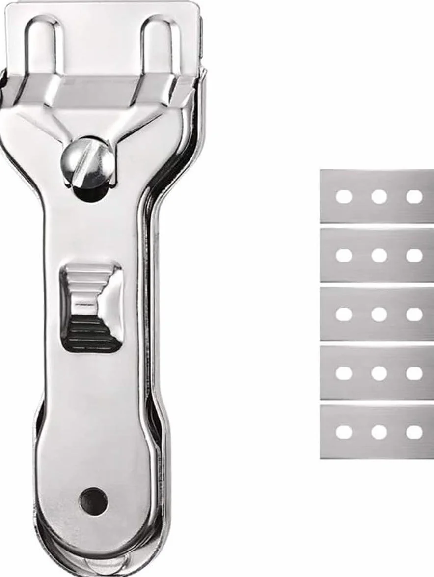 Minismus Rascador de campo, raspador de limpieza para placas de cocina con 5 cuchillas de repuesto, rasqueta de vitrocerámica, rascador de cristal, rascador de cocina