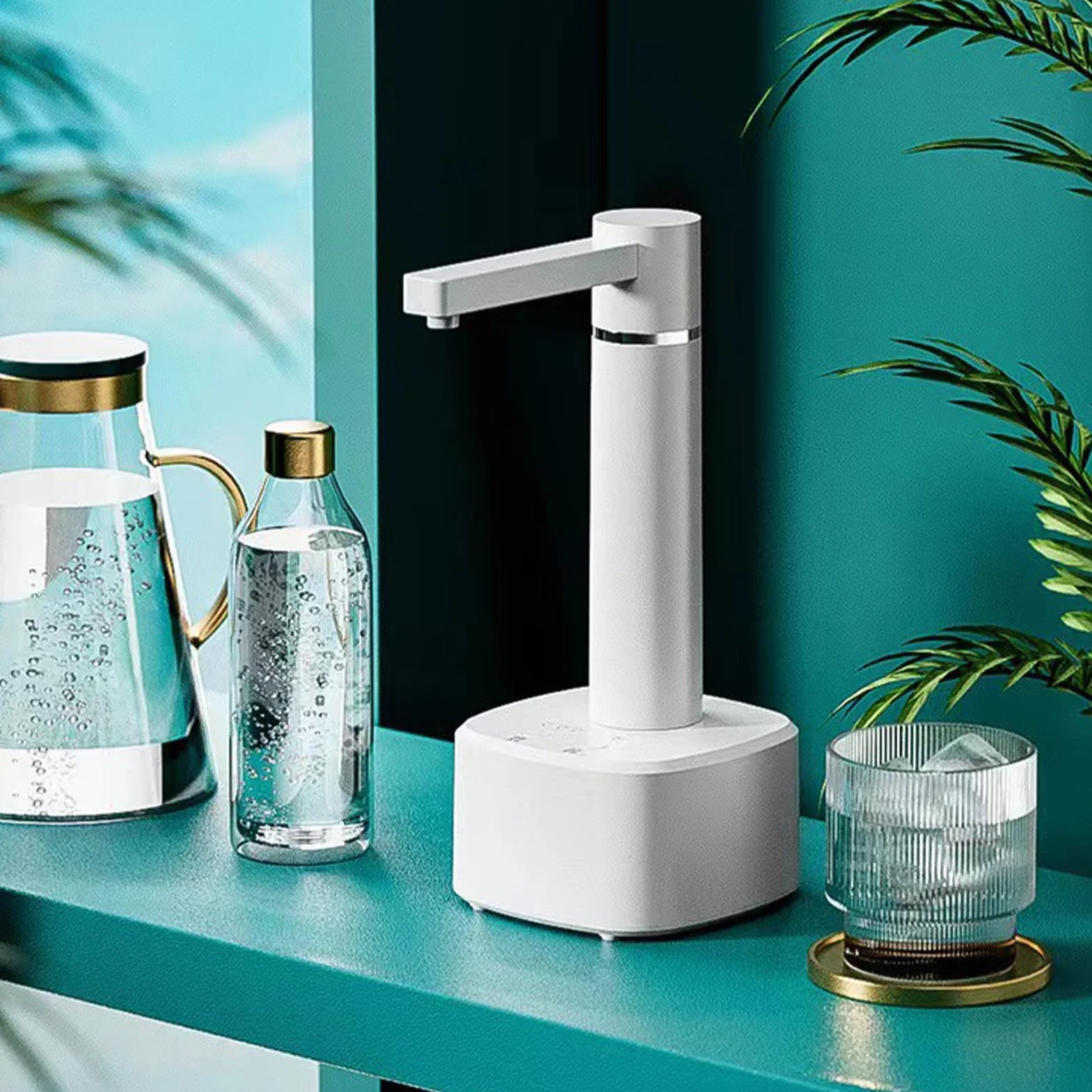 Dispensador de Botellas de Agua de Escritorio, dispensador de Agua automático, Jarra para Beber Recargable por USB, Bomba de Botella, encimera para Cocina casera (Blanca)