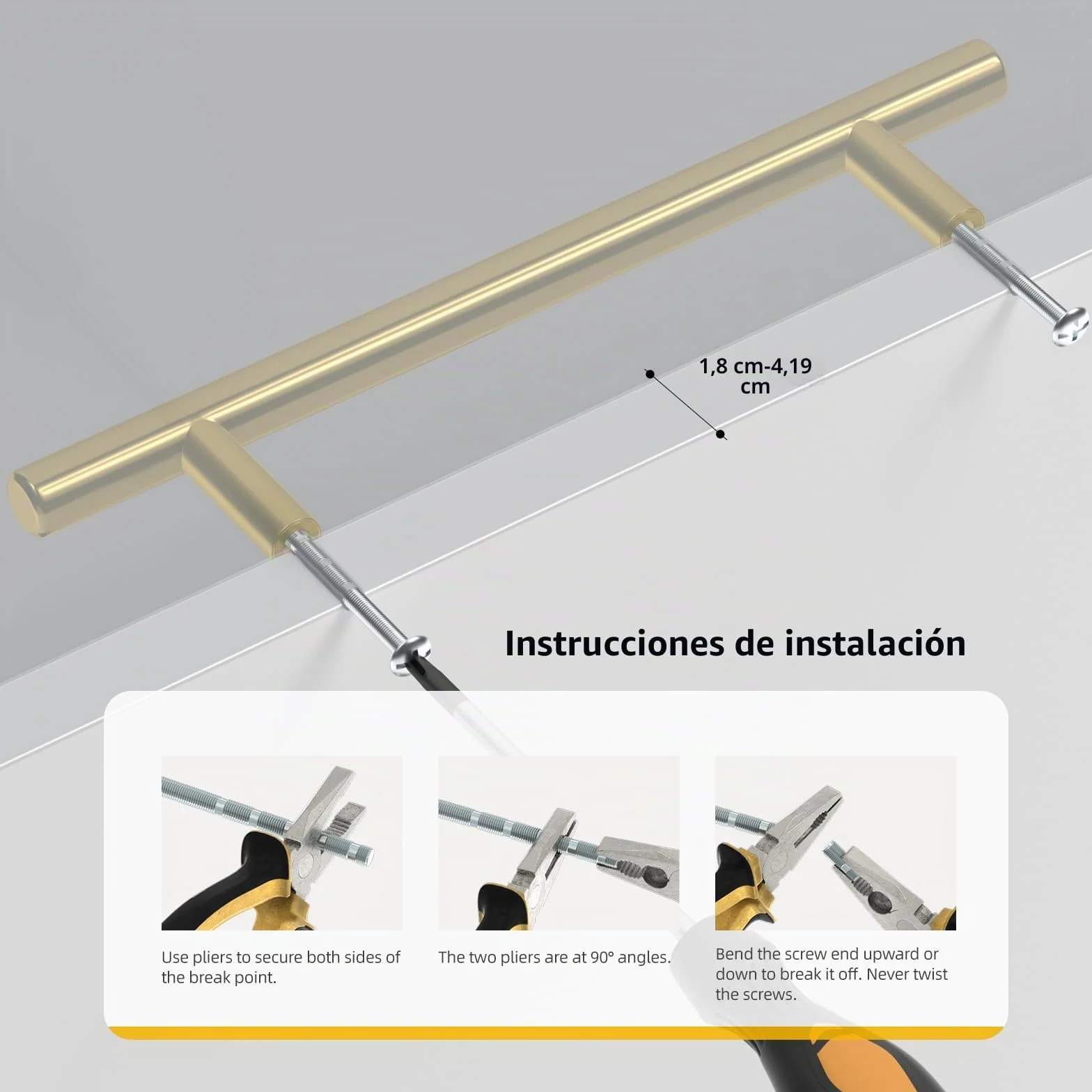Goldenwarm 5 Piezas Tiradores Cajones 160mm Dorado Cepillado Acero Inoxidable para Armarios de Cocina