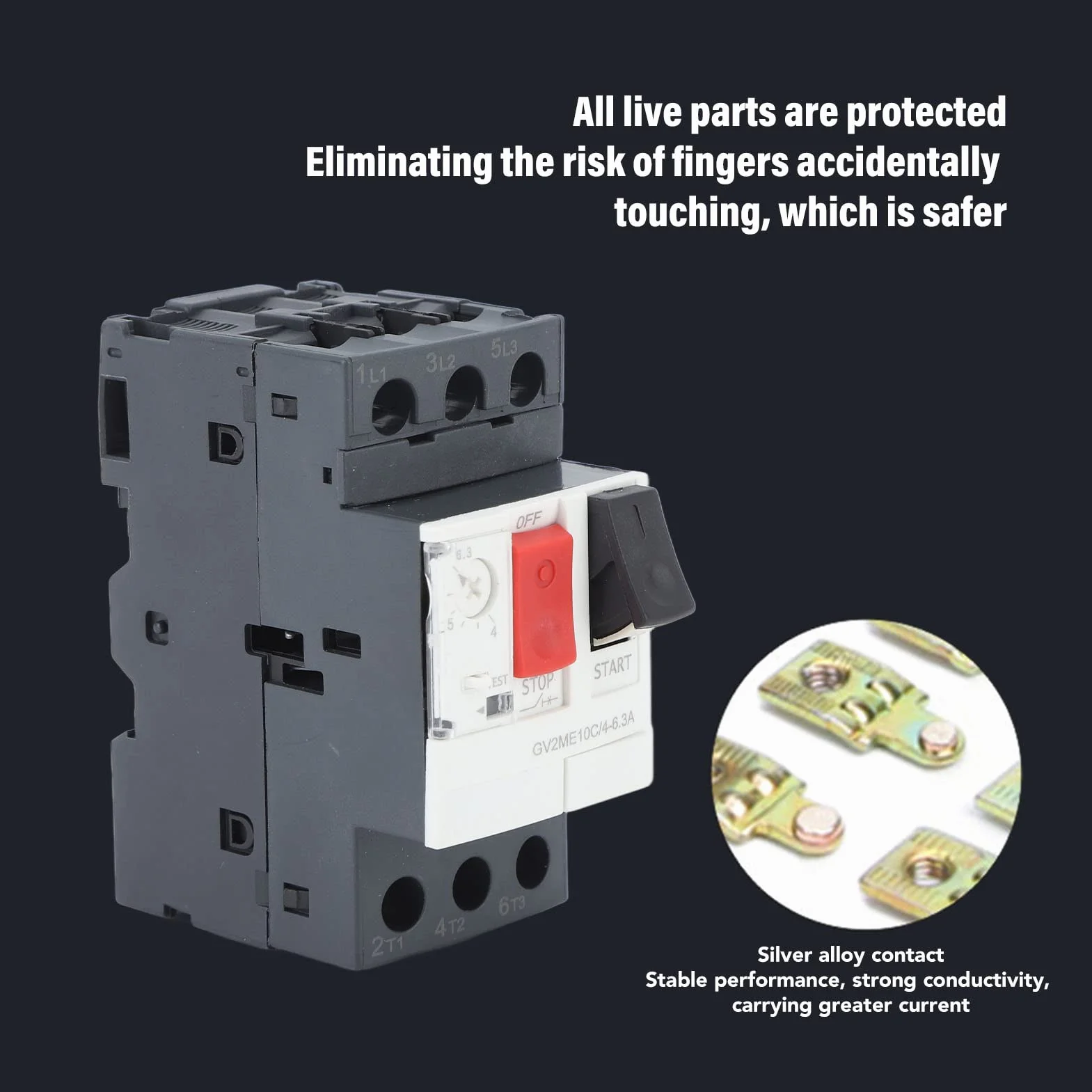 Disyuntor de Motor AC690V Protección contra Cortocircuito de Sobrecarga Interruptor de Protección de Motor Disyuntor con Montaje de Riel de Guía de 35 Mm (GV2-ME14C 6-10A)