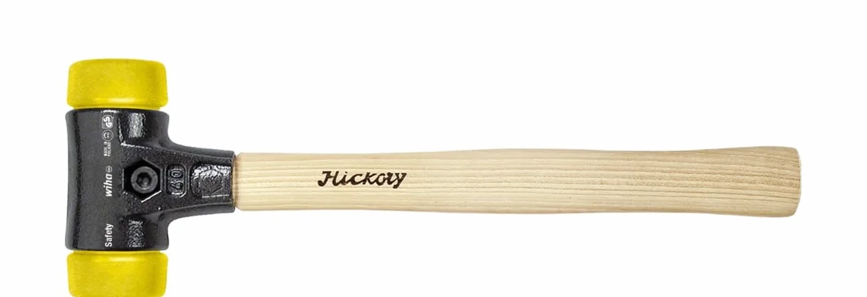 Wiha Martillo de cara blanda Safety semiduro/semiduro con mango de madera Hickory, cabezal redondo 40, 325 mm (26641)