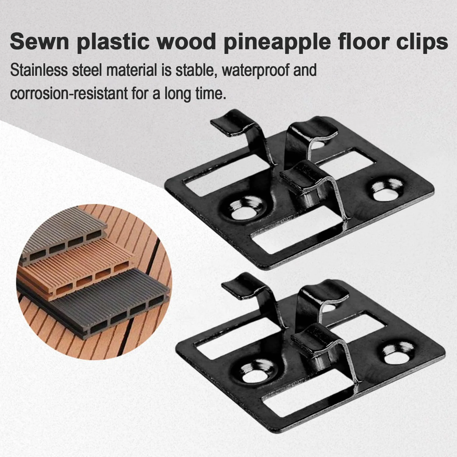 Clips para tablones de terraza de WPC, 100 unidades, acero inoxidable, fijación para terraza, clips de acero, espaciadores ocultos para tablones de terraza de WPC BPC (negro, espacio 3 mm, altura 7 mm