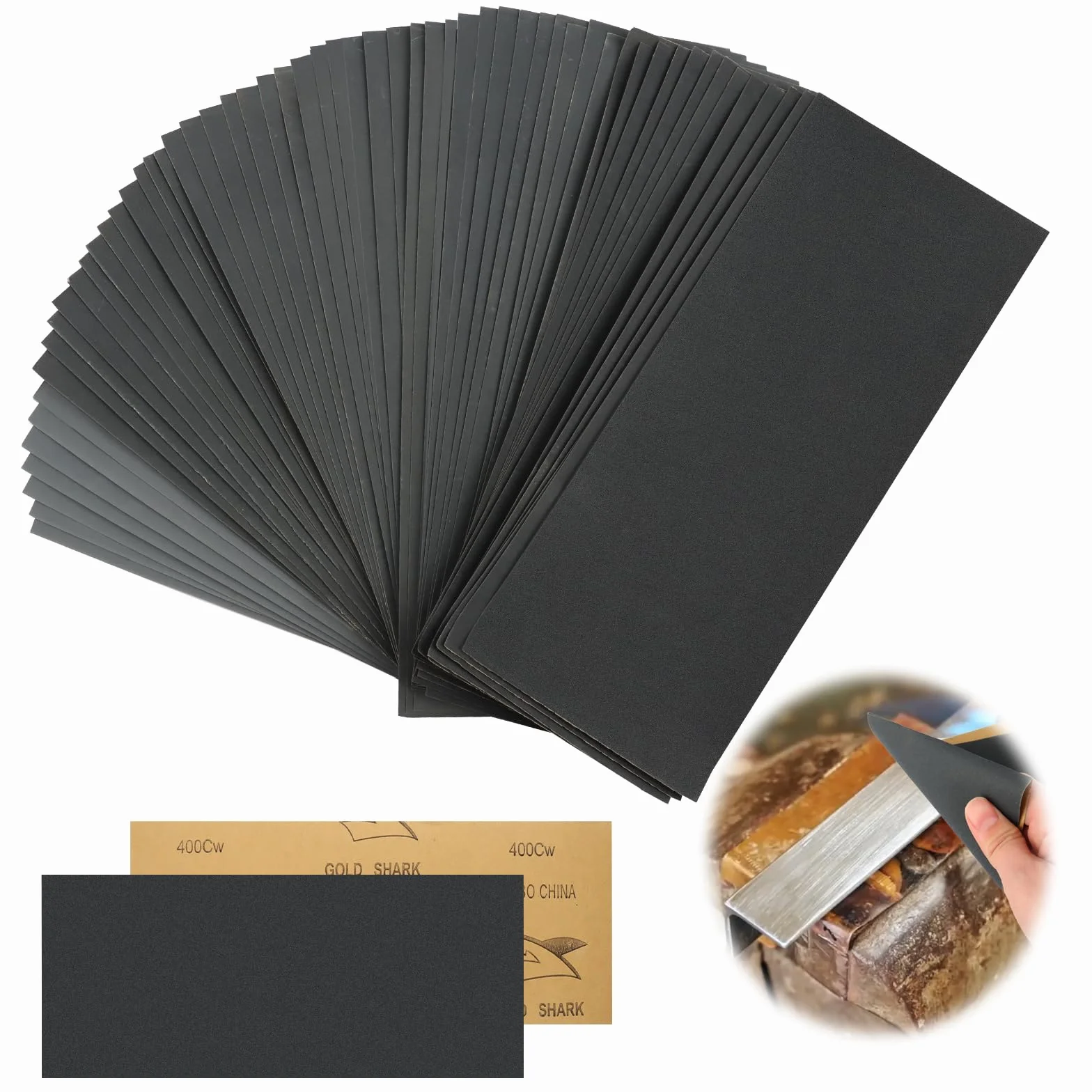 72 Piezas Papel de Lija, Lijas en Húmedo y Seco, Grano 400-3000, Lijas Al Agua Profesionales para Coche, Muebles de Madera, Piedra, Metal, Cristal