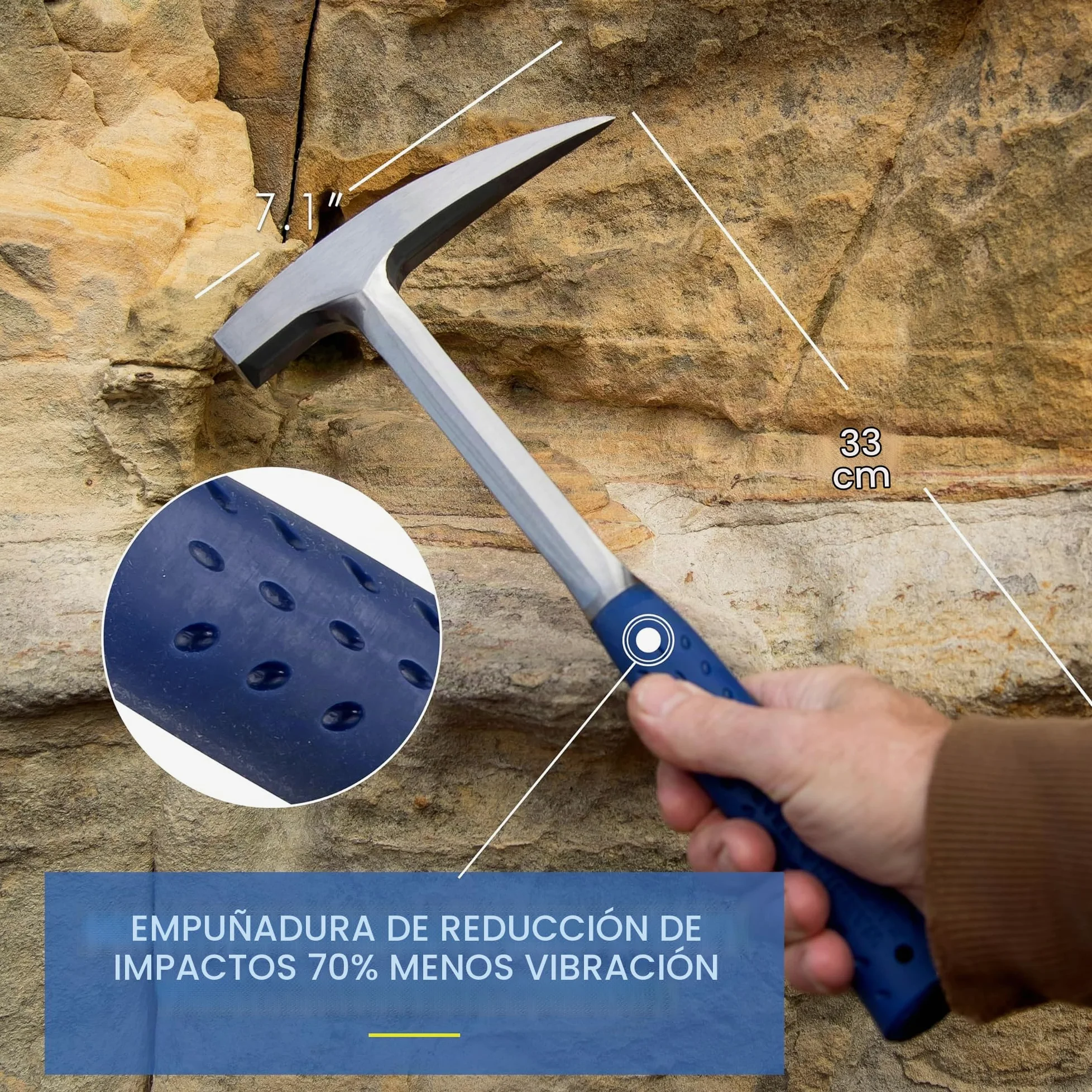 Estwing ESE322P Cuchillo a Lama Fissa,Unisex - Adulto, Azul, un tamaño | Martillo geólogo original: forjado de una sola pieza de 615 g – para rocas, minerales, fósiles.
