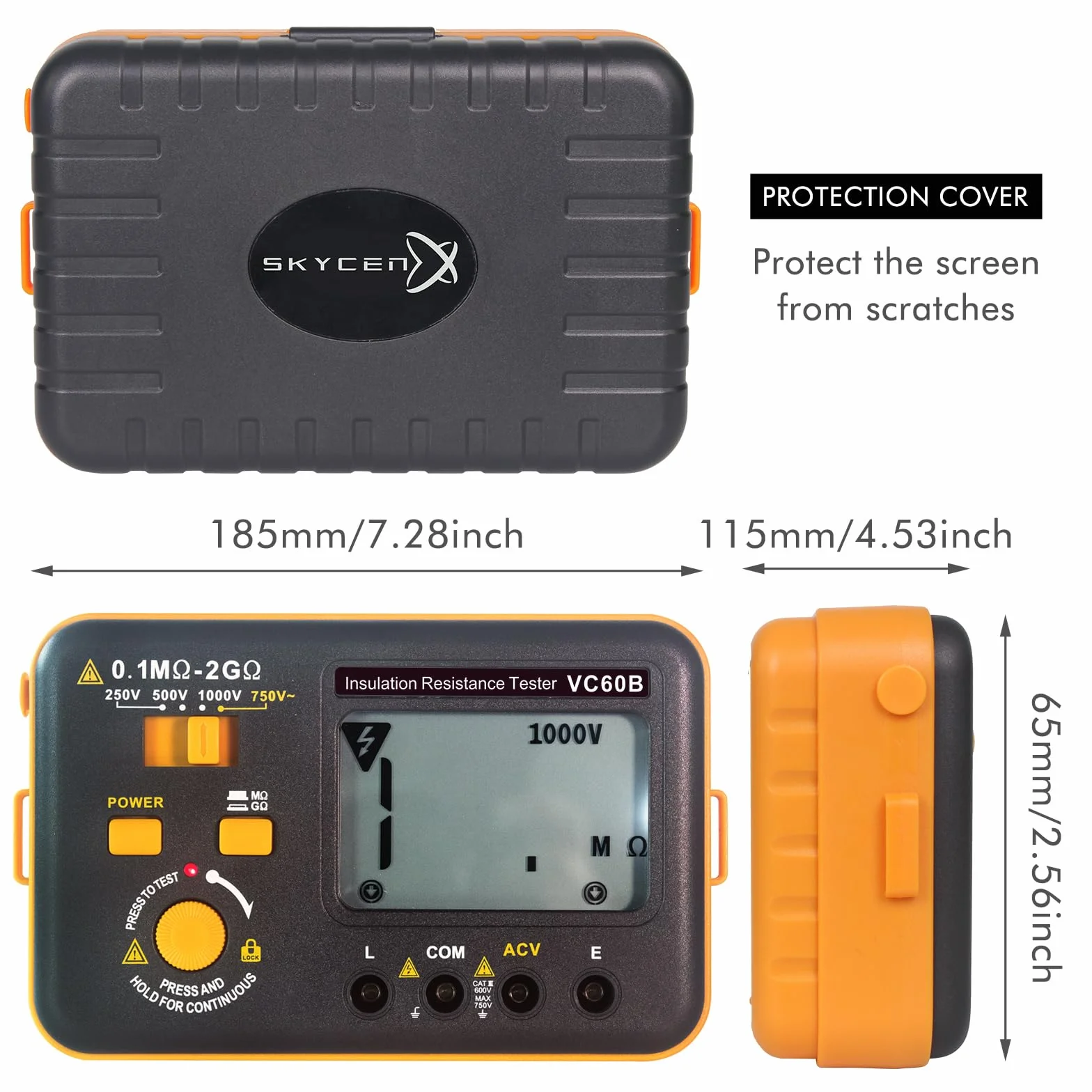 Megohmmeter Probador de Resistencia de Aislamiento 2GΩ Medición de Voltaje AC 750V Pantalla LCD