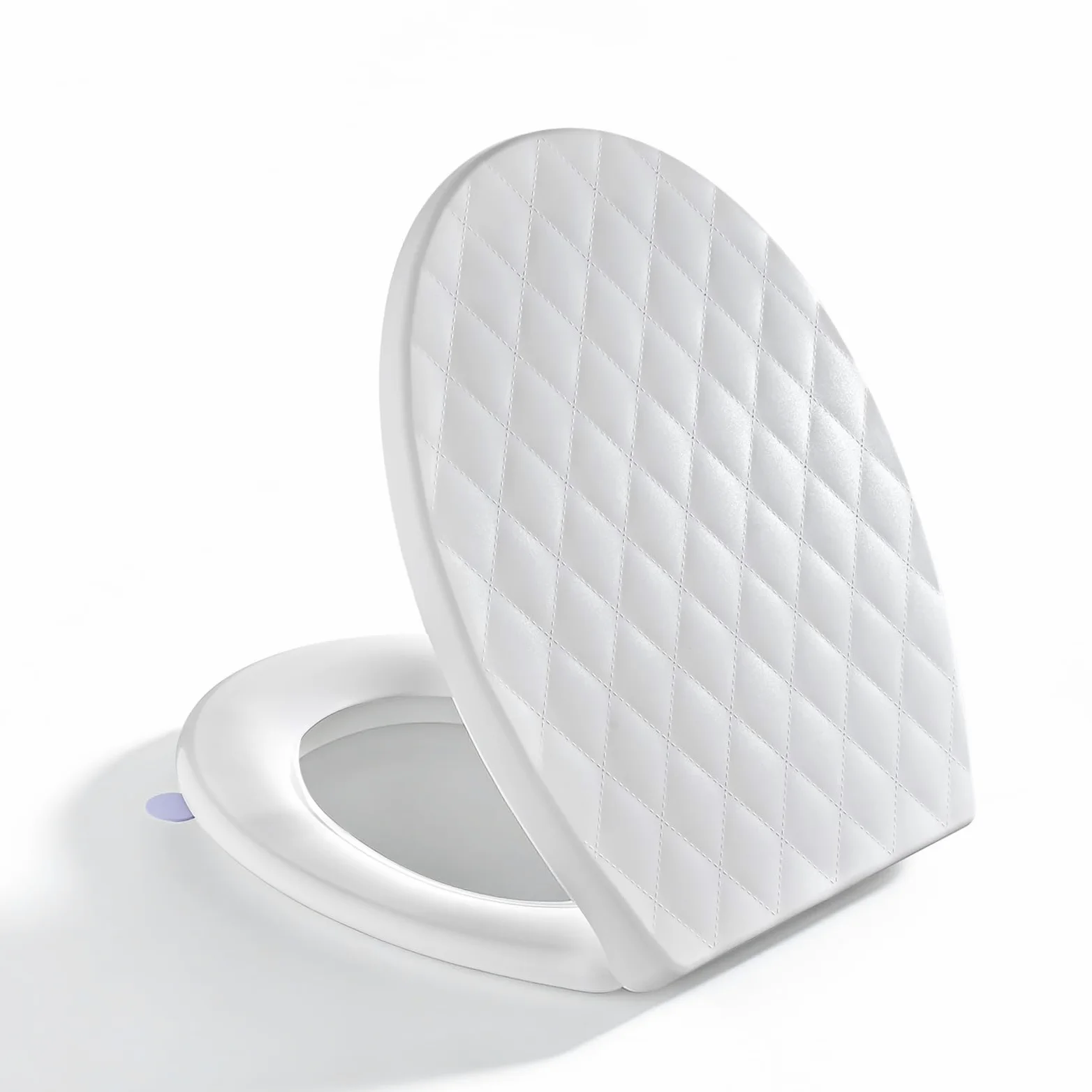 Tapa de WC en Forma de O con Cierre Suave y Liberación Rápida, Asiento de Inodoro de PP con Diseño en Rombos 3D, Incluye Plantilla de Instalación, 44,6 × 37,1 cm