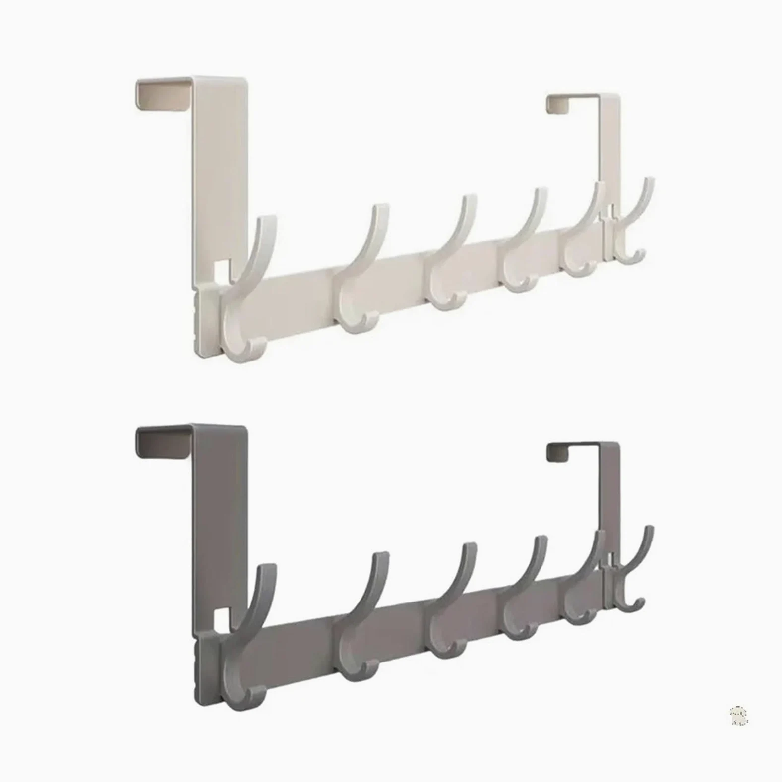 Ganchos para colgar en la puerta Ganchos blancos for puerta, 6 ganchos, sección corta, sin perforar, for colgar en la puerta de entrada.(Beige)