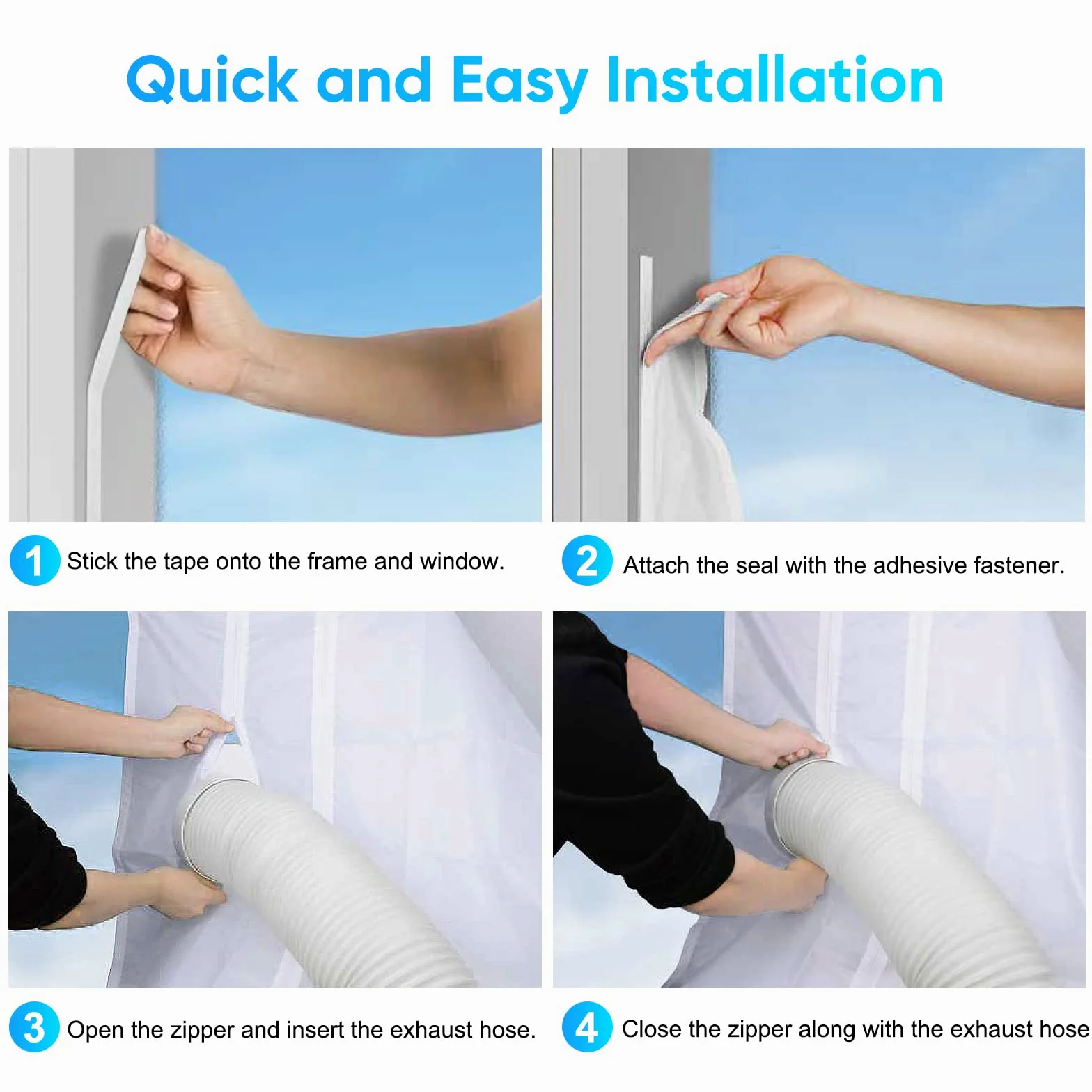 Kit Ventana Aire Acondicionado Portatil, Adaptador Ventana aire Acondicionado, Protector de Intercambio de aire de 300cm, Adecuada para Ventanas Abatibles, Claraboyas, sin Taladrar, Color Blanco
