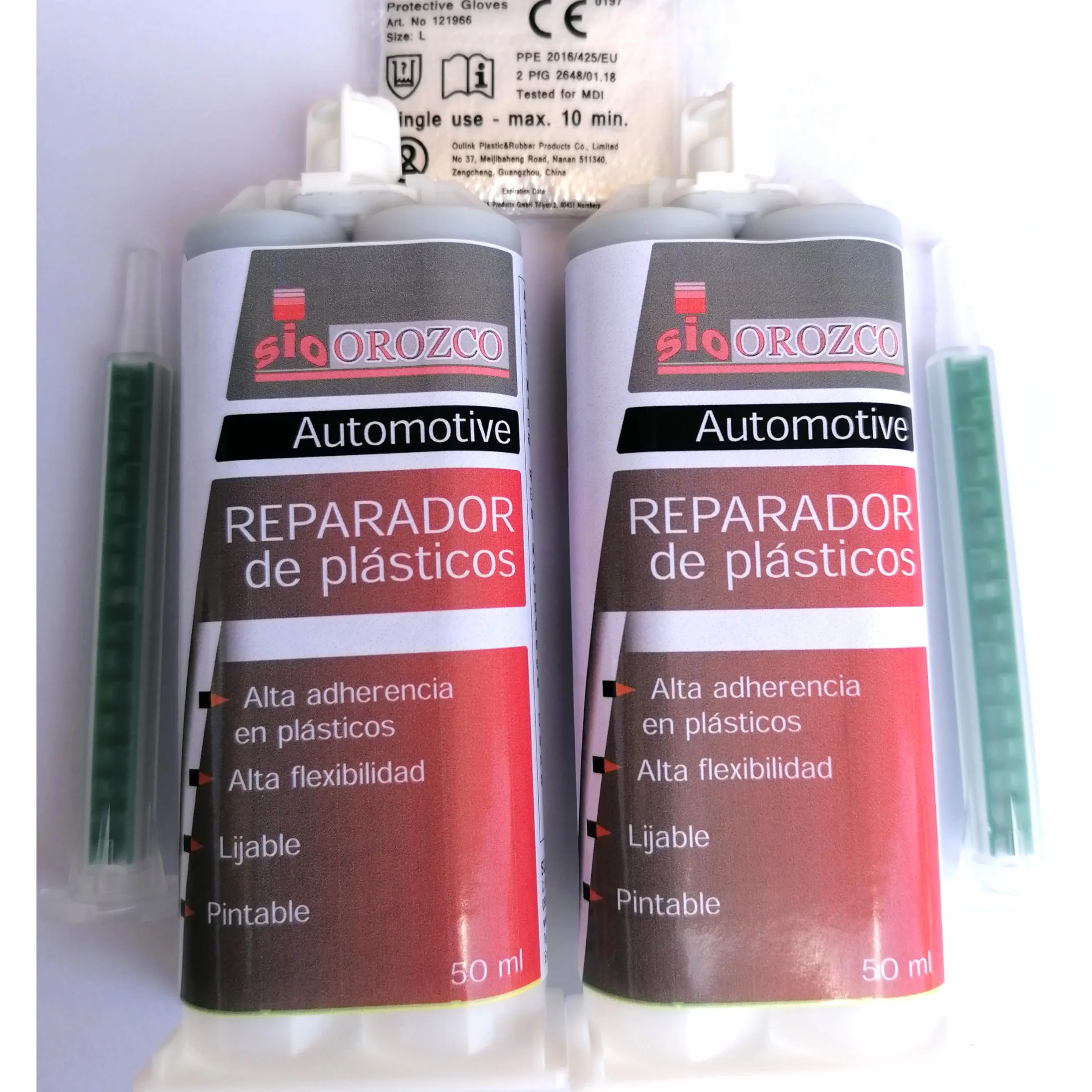 SIO 2x Adhesivo Bicomponente para Plástico 50 ml – Pegamento Profesional Alta Resistencia – Reparación ABS, PVC y Plásticos Duros – Secado Rápido - Adhesivo plastico profesional reparación coche