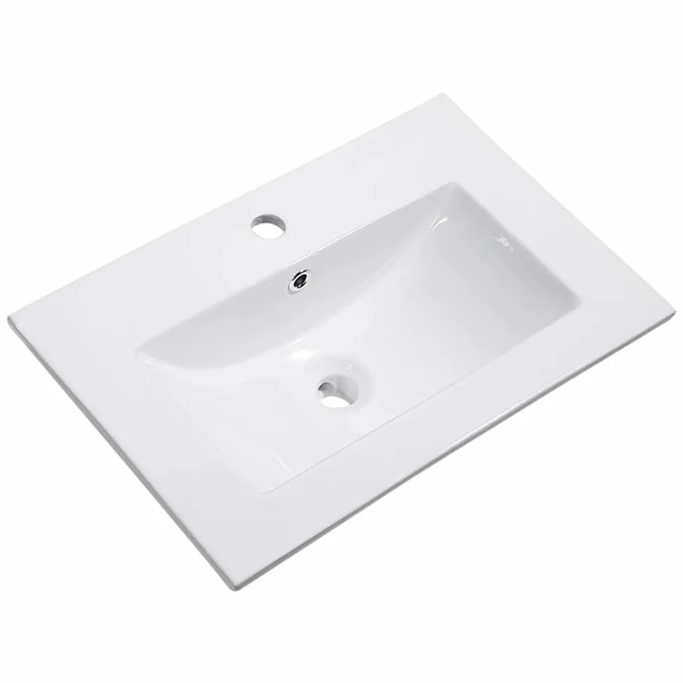 Lavabo De Porcelana Para Baño rectangular 61 cm x 46 cm VAN acabado blanco brillo fabricado en porcelana