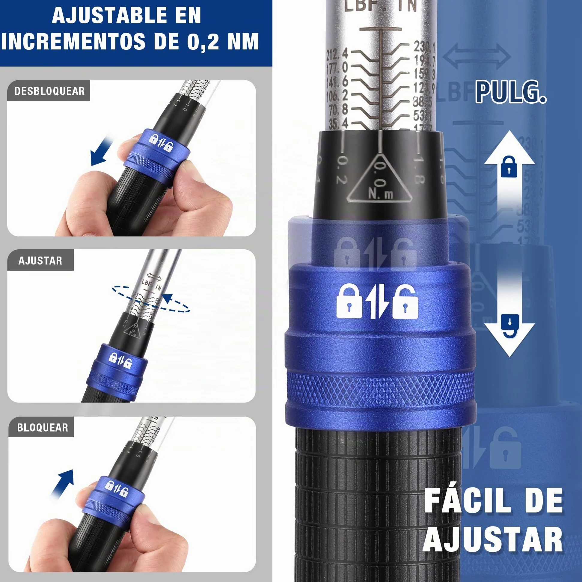 WORKPRO Llave Dinamométrica, 1/4", 2-26Nm, 14 Piezas | Precisión de ±3%, Carraca de 72 Dientes con Barra de Extensión para Bicicletas, Motos y Automóviles