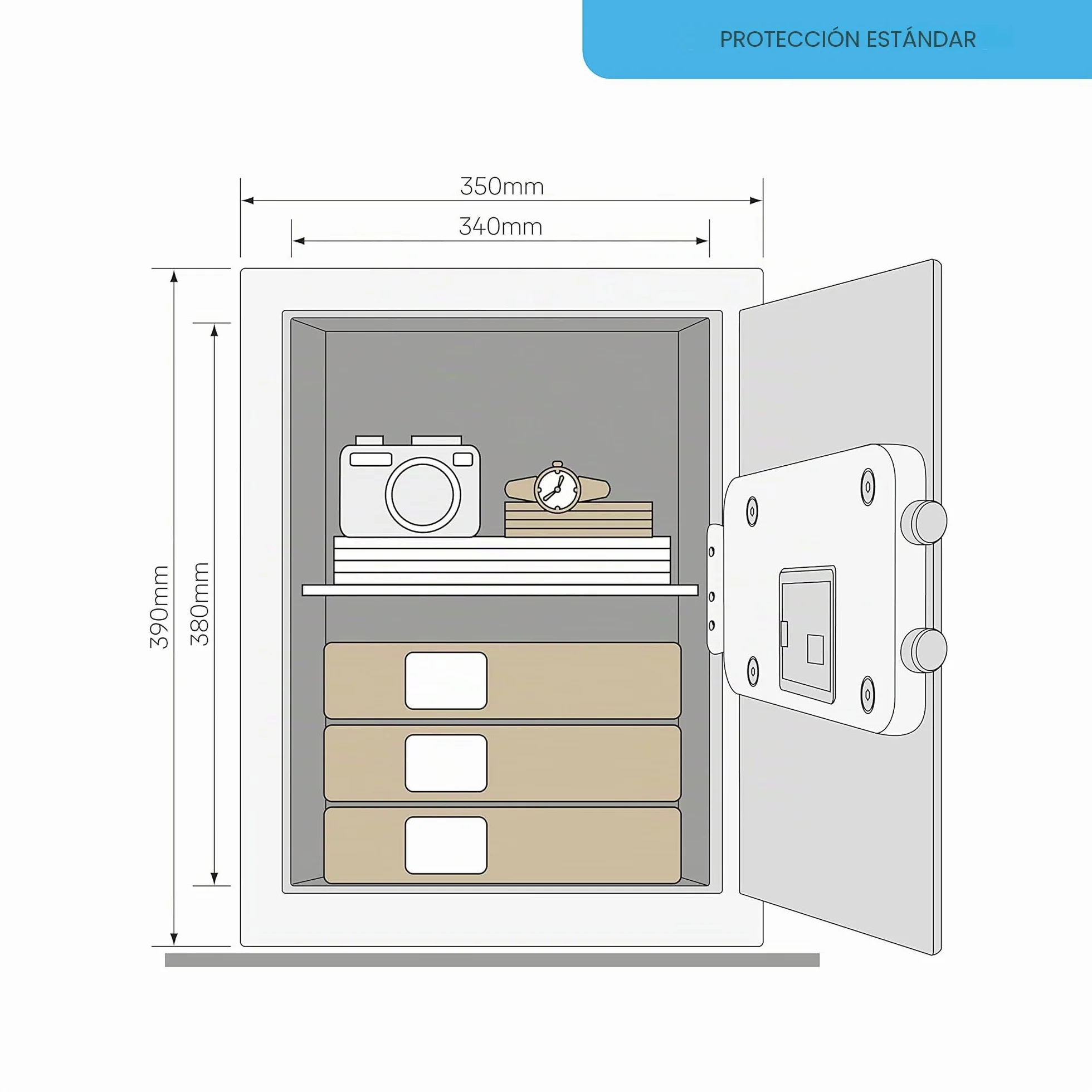 Yale YSV/390/DB2 Caja Fuerte de Mueble Serie Value Grande Negra, Acceso con Pin Digital, Cerradura Electrónica