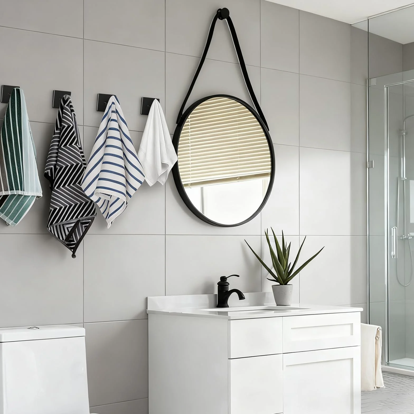 TIANLIN 3 Piezas Colgador Toalla Baño Acero Inoxidable Negro Ganchos Pared Cuadrado