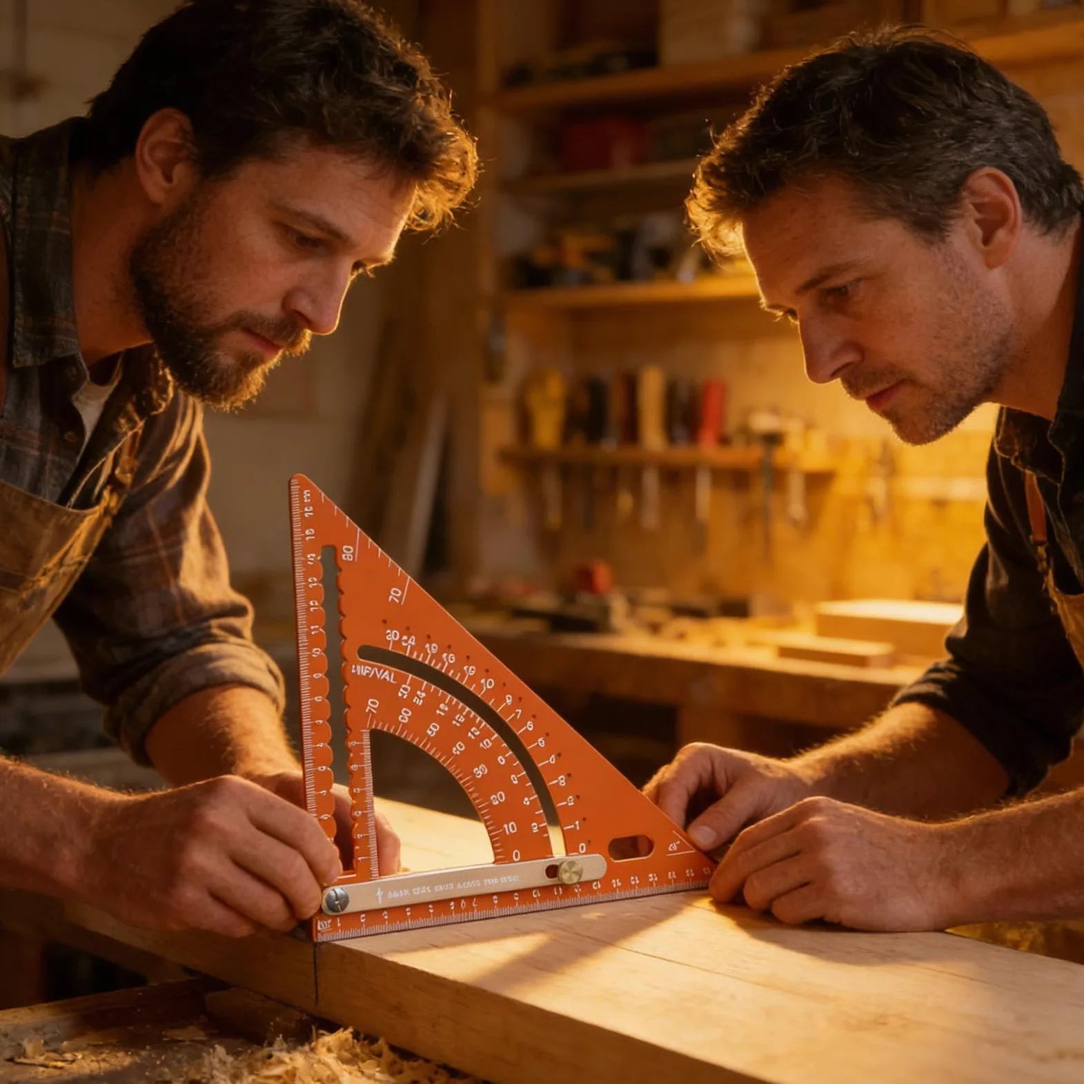 Escuadra de Carpintero - Regla Triangular para carpintería, Regla de construcción, Velocidad Ajustable para Trabajos en Madera, aleación de Aluminio métrica para Hombres