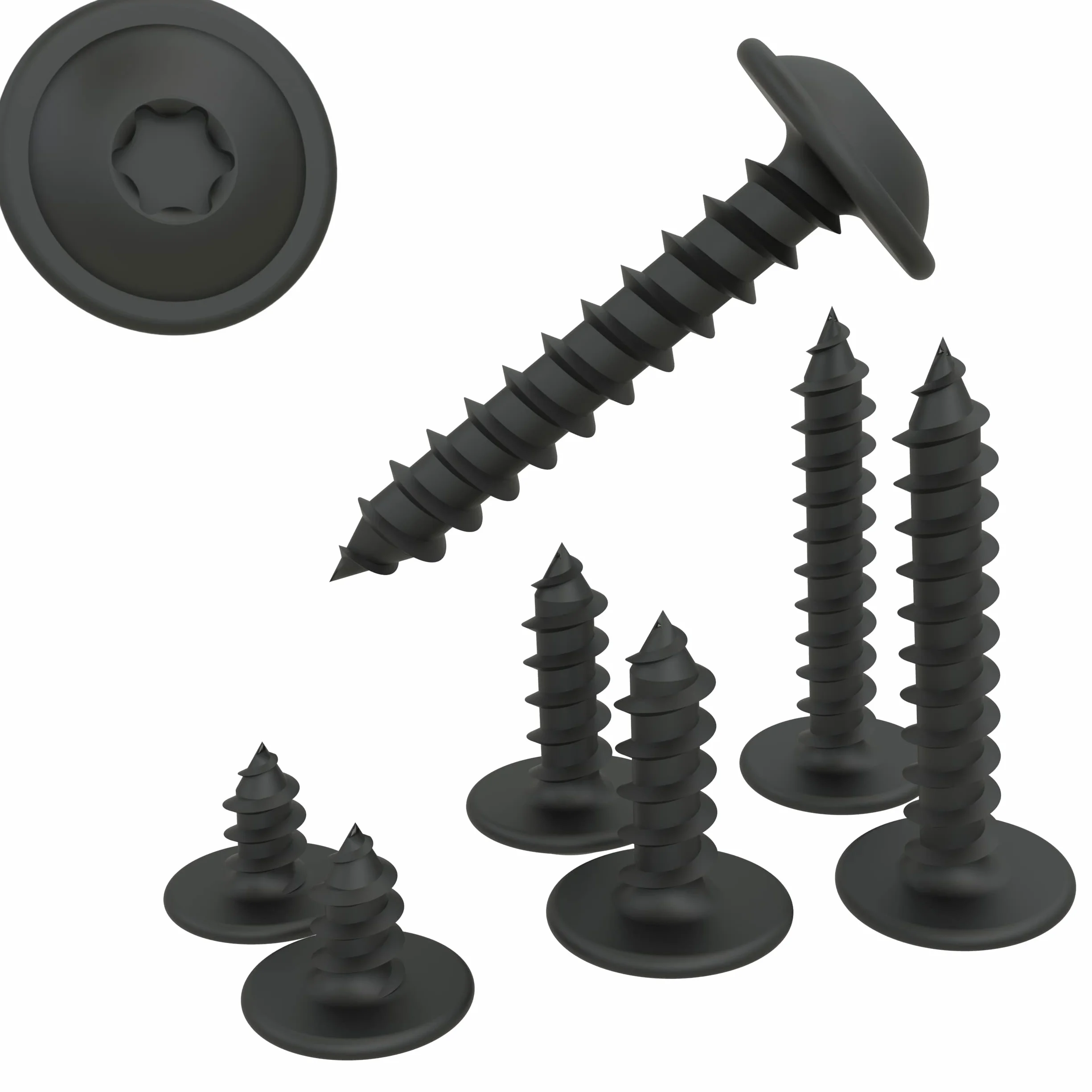 100 AUPROTEC Tornillos de Chapa 4,8 x 25 mm TORX con Cabeza de arandela Tornillo alomado cincado Negro DIN 7049-4,8 x 25 mm, 100 Piezas