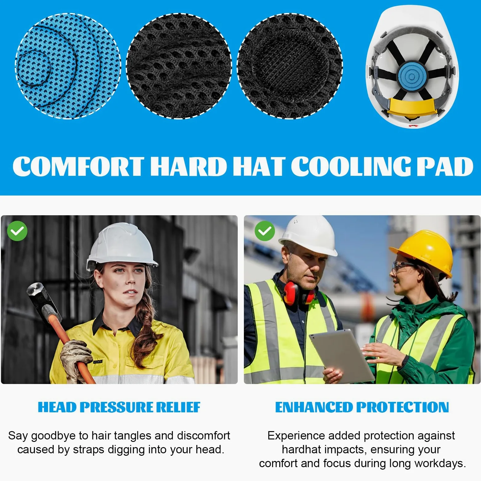 Almohadilla superior para cascos, lavable, relleno acolchado, repuesto de refrigeración para cascos y cascos de suspensión, azul, paquete de 6
