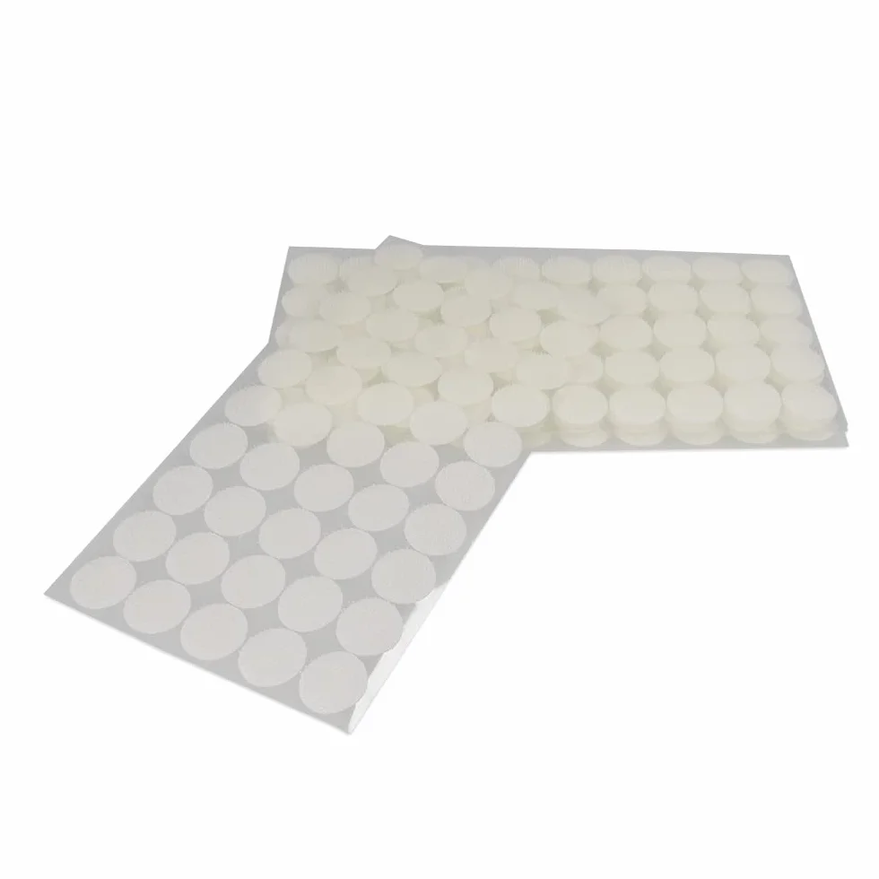 300 Piezas de Puntos Redondos blancos de 20mm, Pegatinas Redondas, 150 Pares de Gancho y Bucle Autoadhesivos, doble cara, para bricolaje, manualidades, uso escolar y doméstico