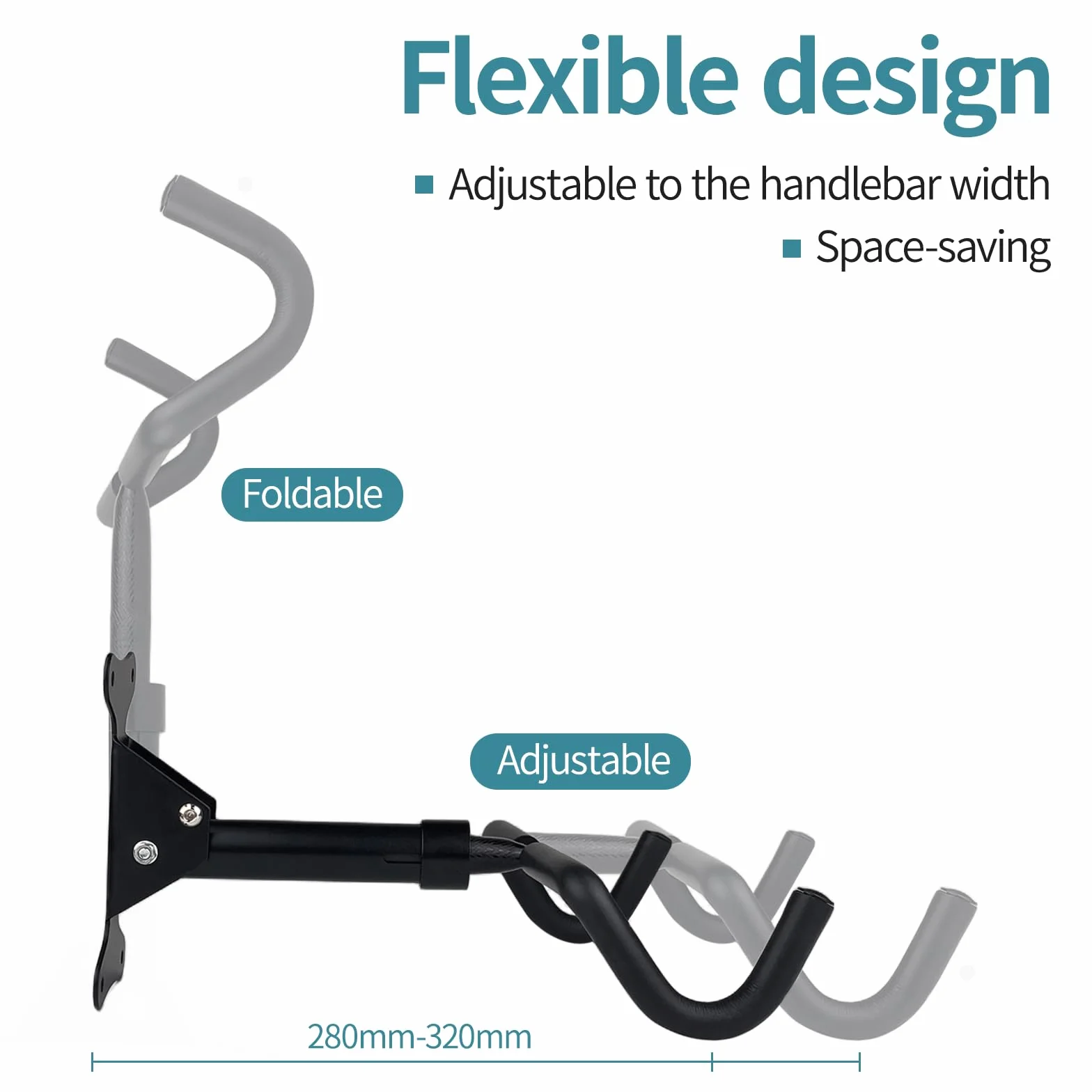 Soporte de Pared Para Bicicleta, Portabicicletas Plegable, Acolchado de Espuma EVA, Material Metálico, Angulo y Distancia de Pared Ajustables, Para Bicicleta de Montaña, de Carre