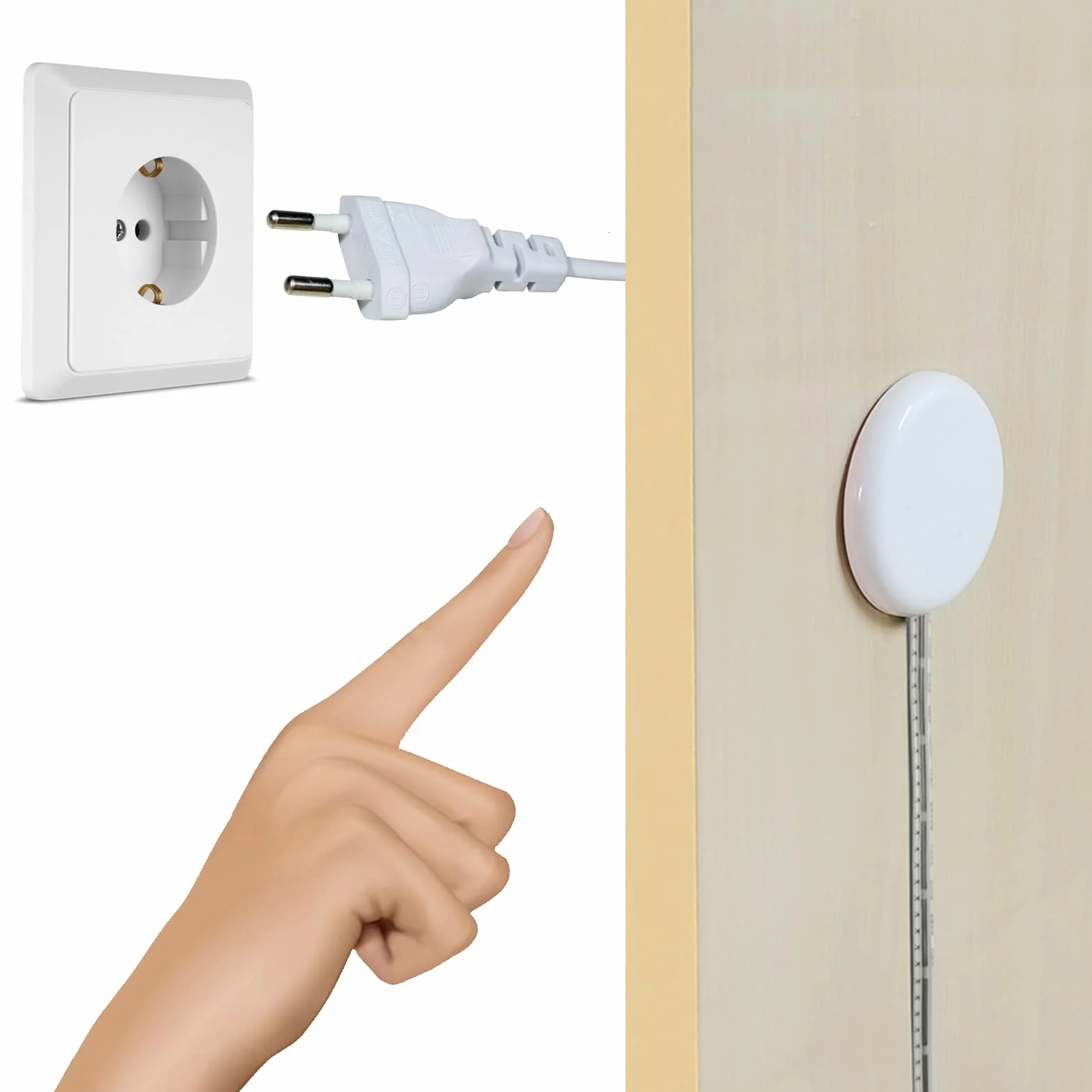 STBTECH Interruptor táctil LED de 220 V oculto, CC 220 V 2 A, interruptor táctil para barra de luz LED Smart Home, penetra madera, piedra, vidrio, etc., no requiere agujeros (blanco)