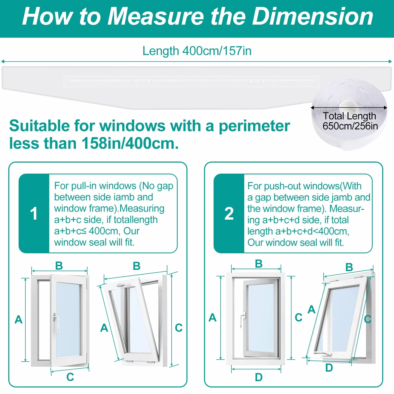 Junta para ventanas de aire acondicionado, junta Pgtc para ventanas de aire acondicionado móvil, secador de aire comprimido, adecuado para Hot Air Stop de 4 m, ventanas batientes, ventanas de techo (B