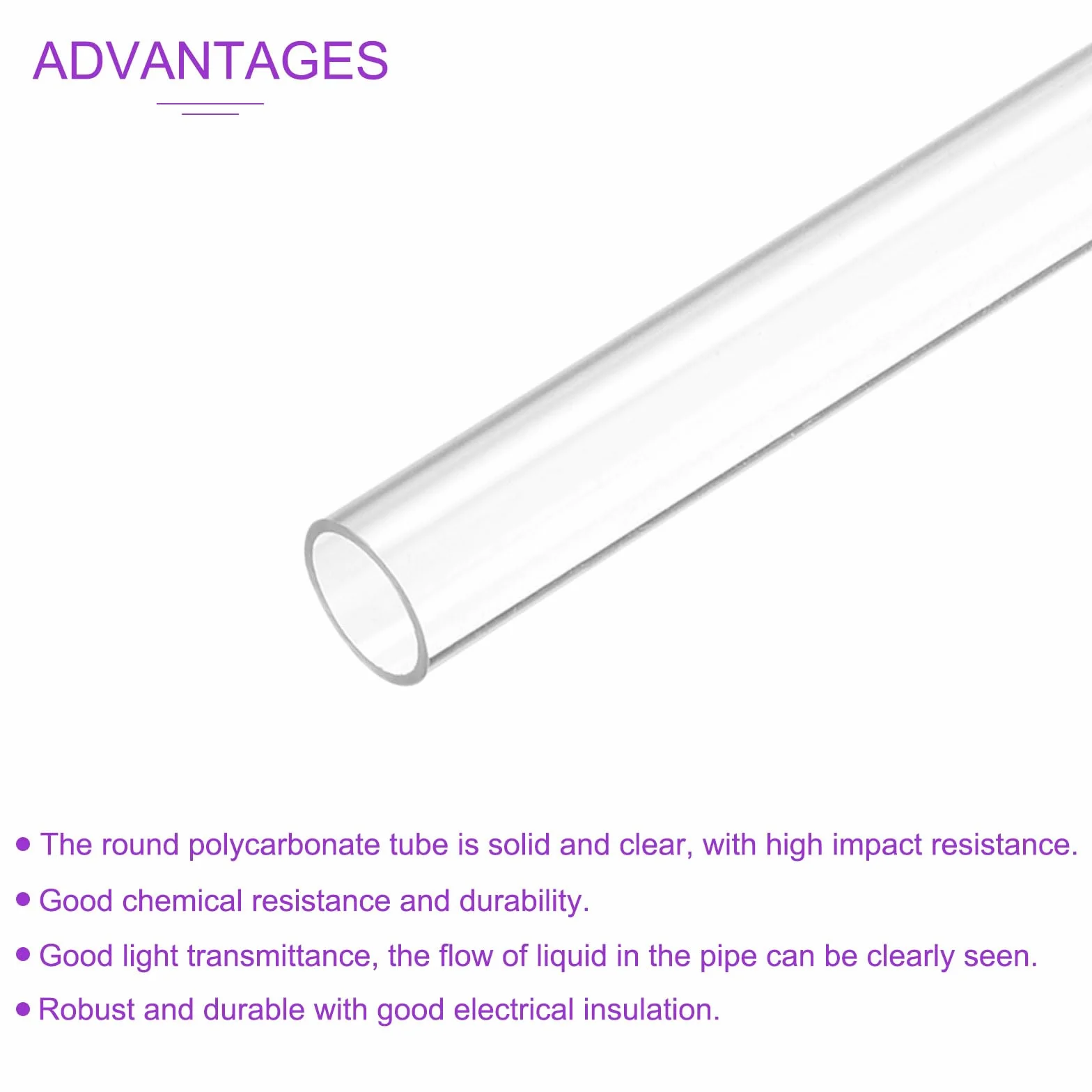 Tubo de Plástico Rígido Transparente Policarbonato 15 cm Diámetro 10 mm x 12 mm para Iluminación Fontanería