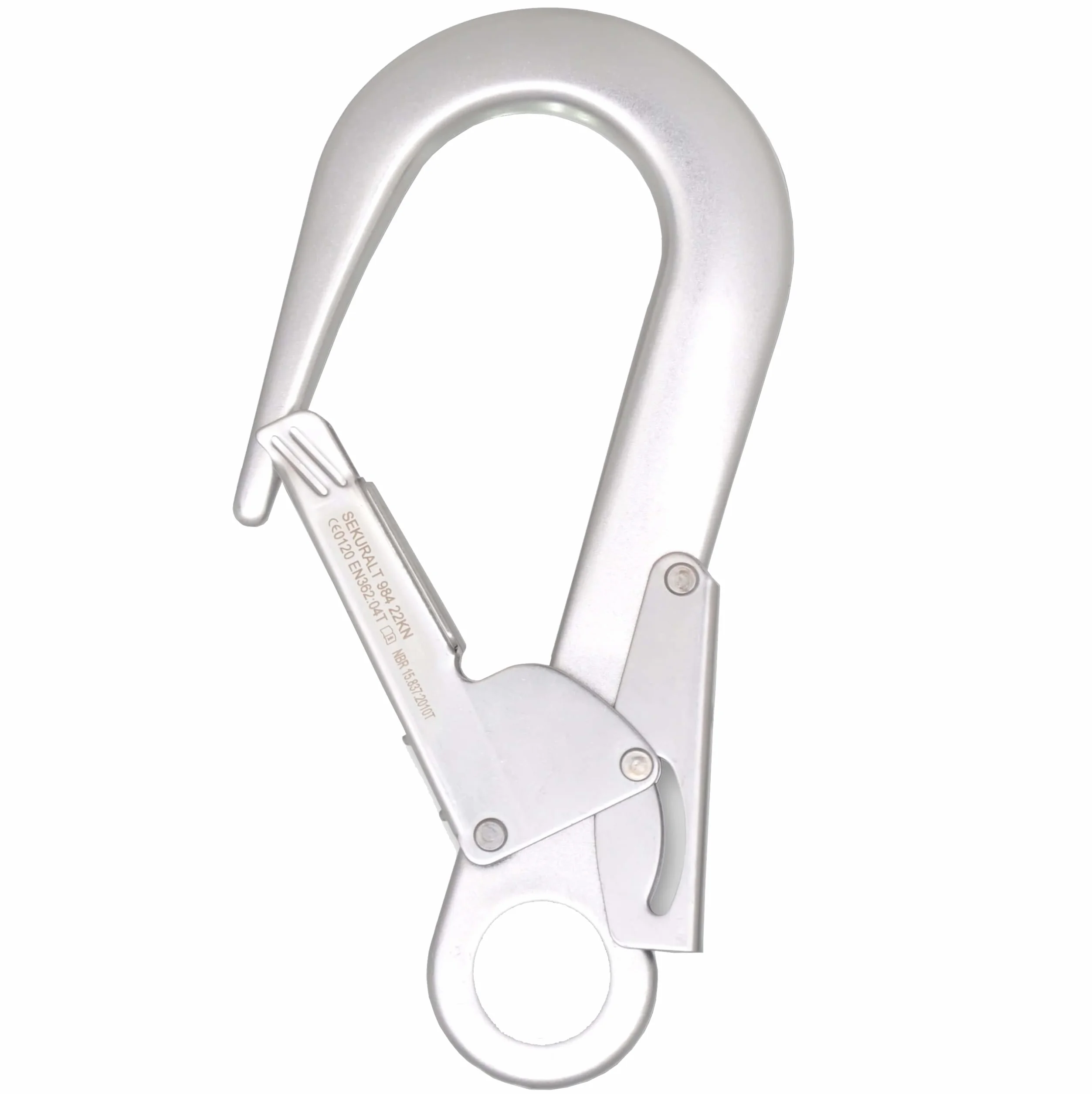 Irudek SILVERLIGHT 984 - Gancho de Aluminio Ligero Due-Lock | Conector Automático de Doble Acción con Apertura 60 mm | Alta Resistencia 25 kN | EN 362 | EPI Trabajos en Altura