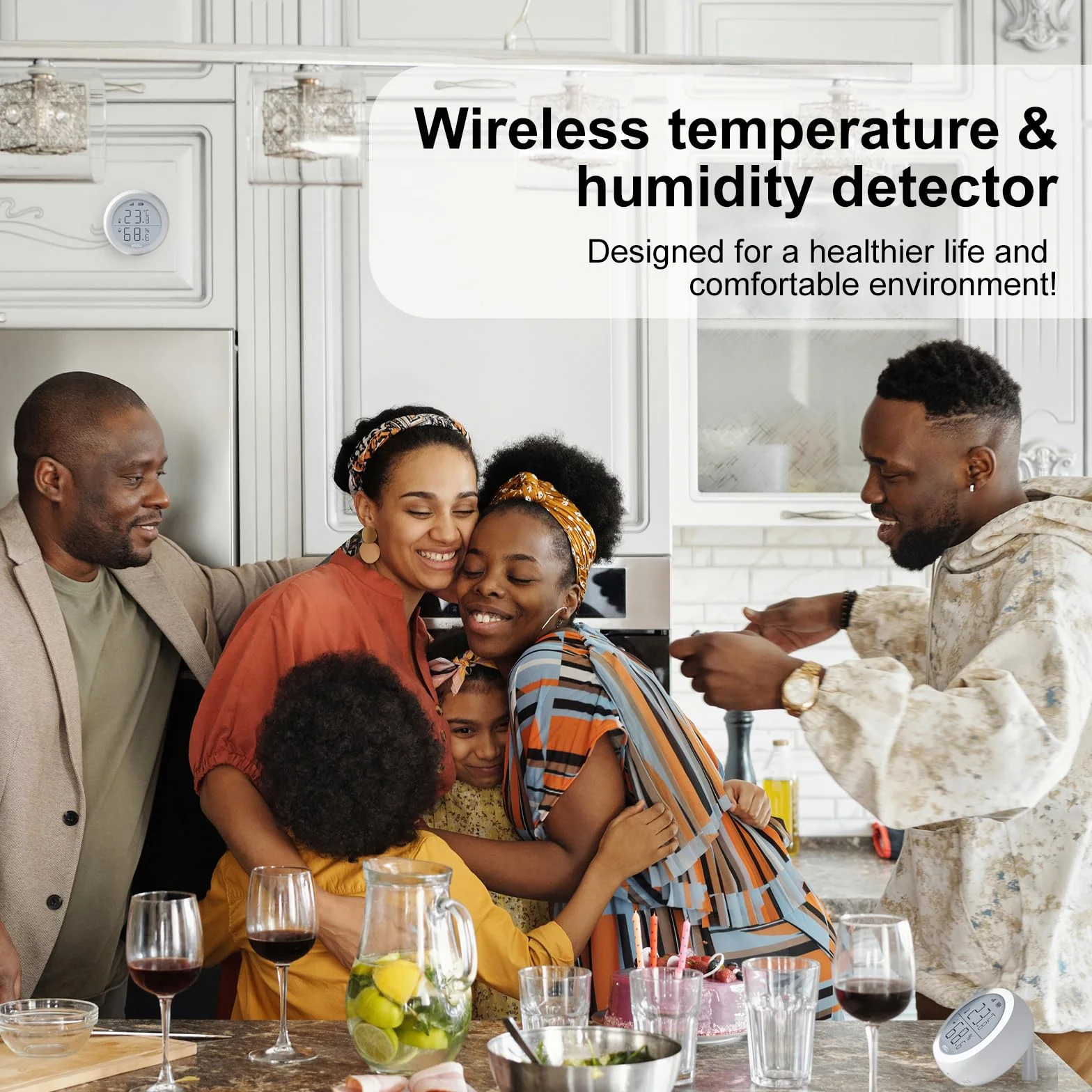 Imou ZTM1 Sensor de temperatura WiFi inalámbrico Sensor de humedad Termómetro interior Higrómetro inteligente inalámbrico Sensor de humedad con alarma y almacenamiento de datos para bebés Home Garage
