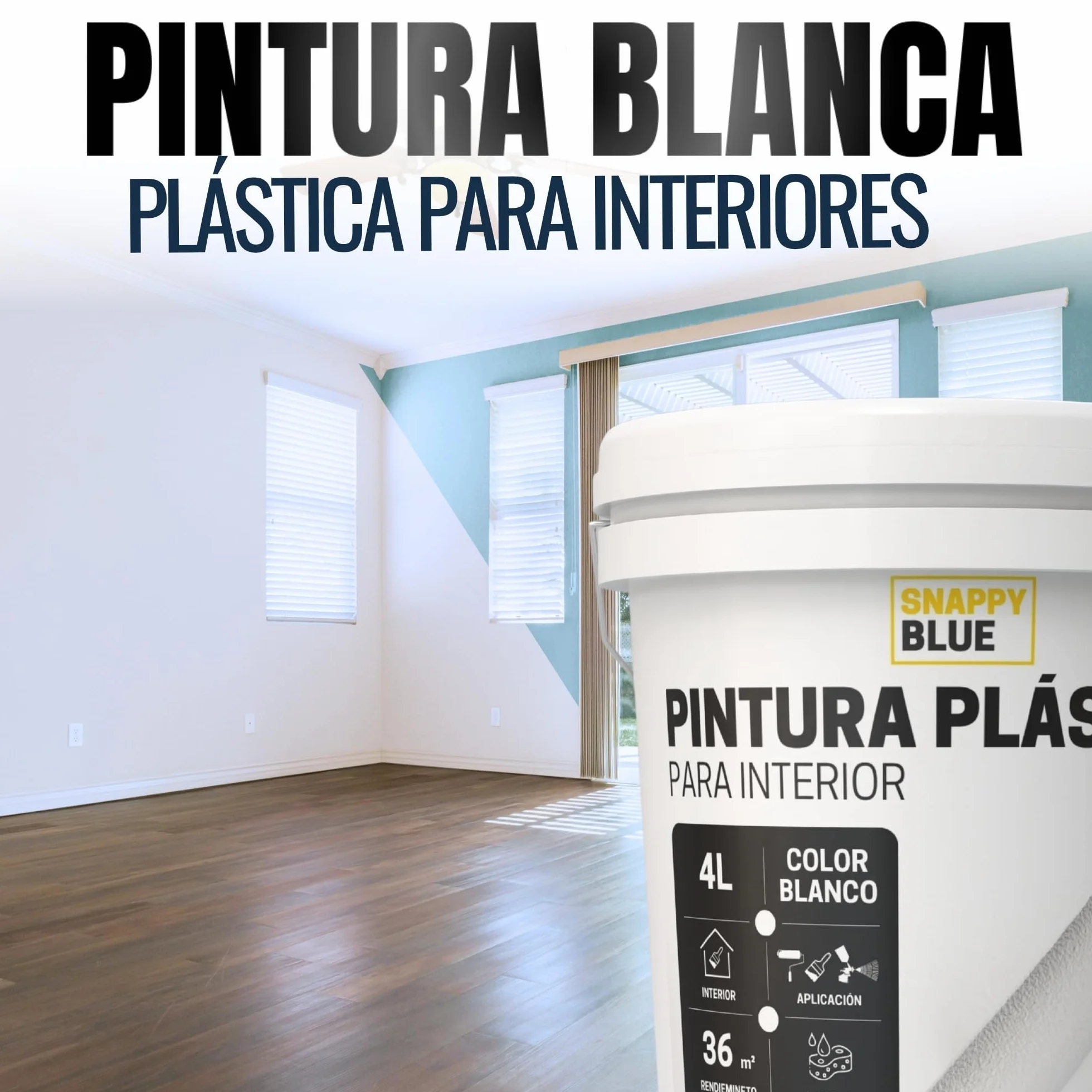 [4L] Pintura Blanca Interior Lavable de aspecto Mate, Pintura Plastica Blanca Interior para Múltiples Superficies con Alta Transpirabilidad, Pintura Pared (4L)