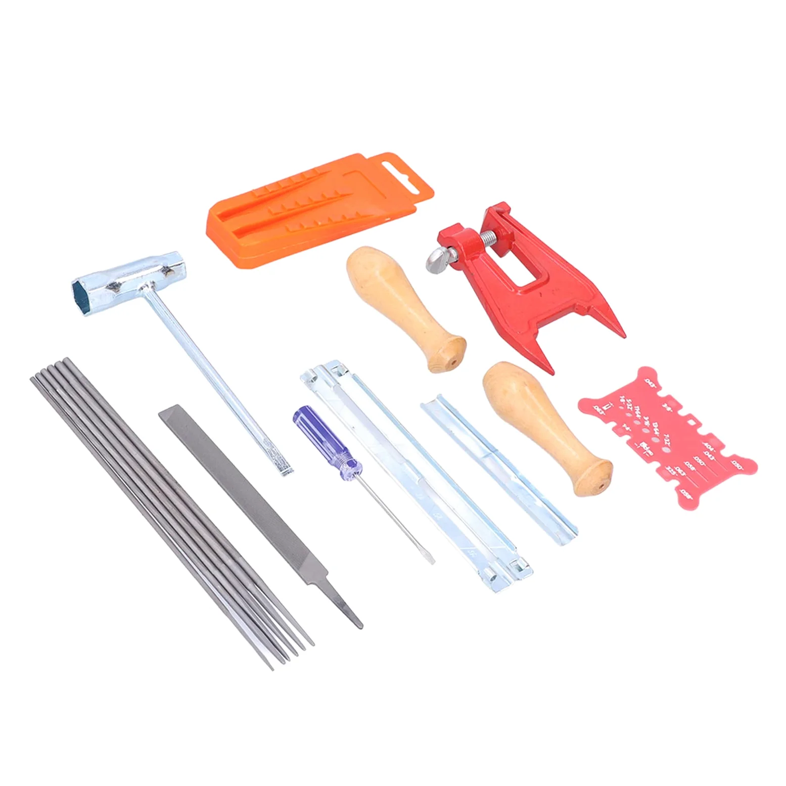 Pssopp Kit de Afilado de Cadena de Motosierra de 16 Piezas, Herramientas de Hierro y Plástico de Calidad, Solución de Afilado Completa para un Rendimiento óptimo de Cadena y Varilla Guía