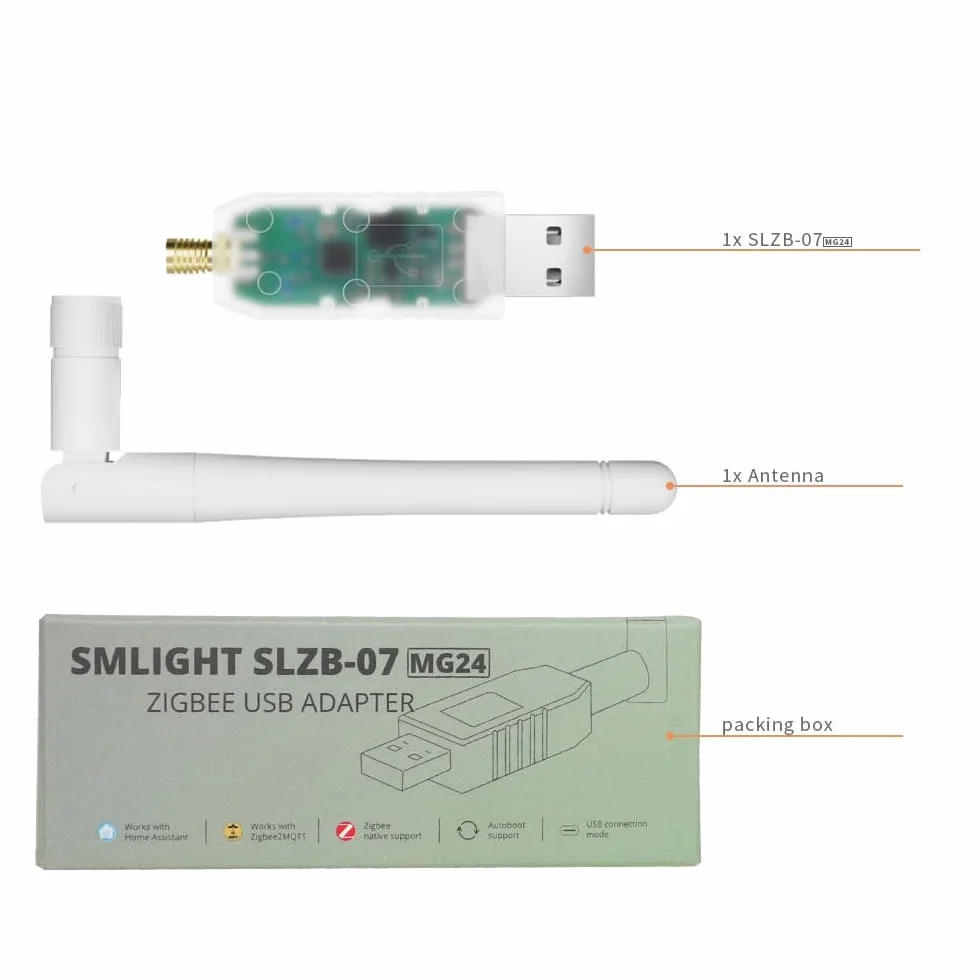 SMLIGHT SLZB-07MG24 Zigbee 3.0 - Adaptador mini USB para coordinador Zigbee2MQTT, Home Assistant, ZHA