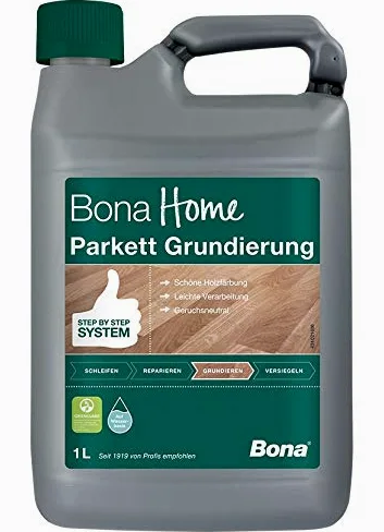 Bona Home - Imprimación para parqué (1 L) | Imprimación de suelo de madera elástica, tablones de parquet, sellado de parquet inodoro, barniz de parquet transparente