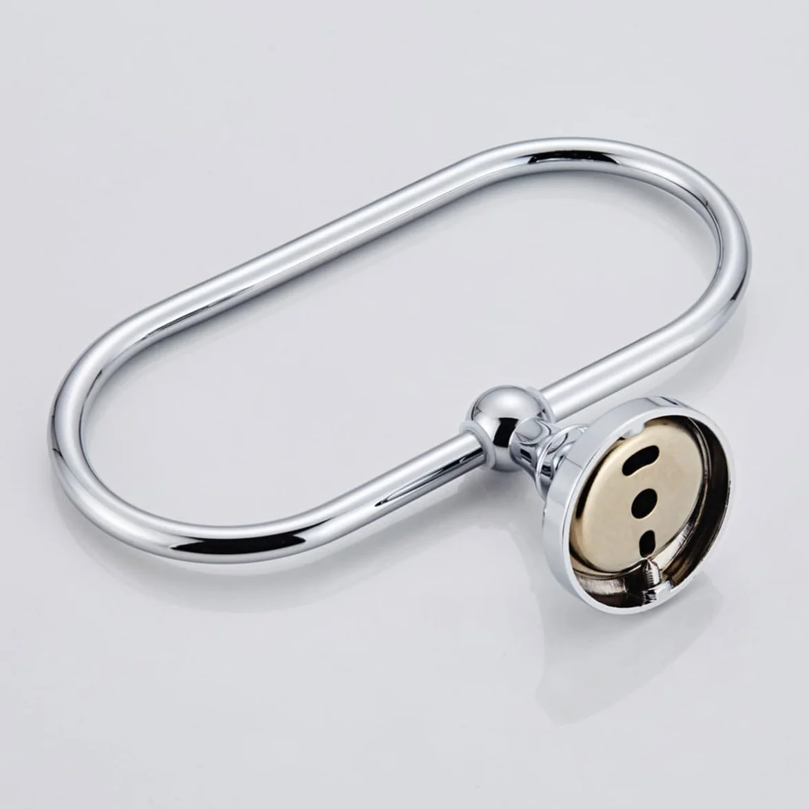 Anillo Ovalado para Toallas de Cobre Plateado, Montaje en Pared sin Taladro, Resistente al Desgaste