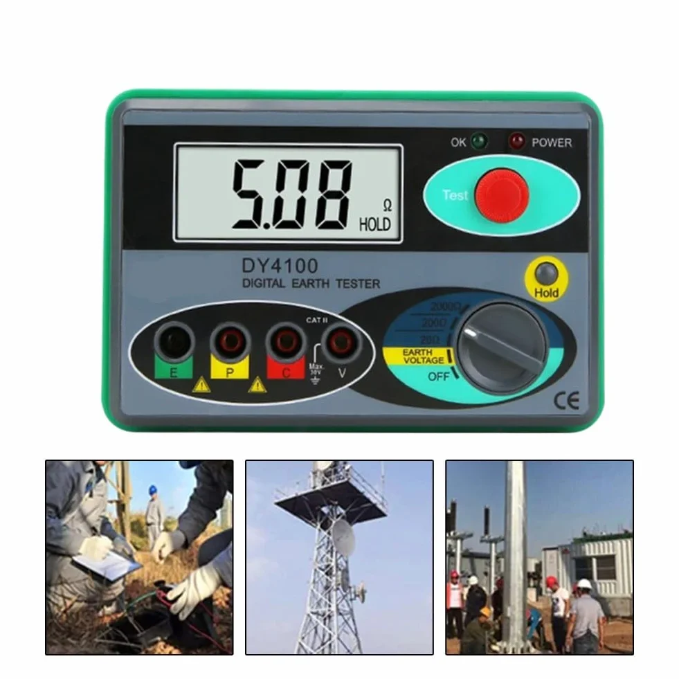 Medidor digital de resistencia a tierra megohmímetro DY4100 pantalla grande HD medición rápida protección seguridad