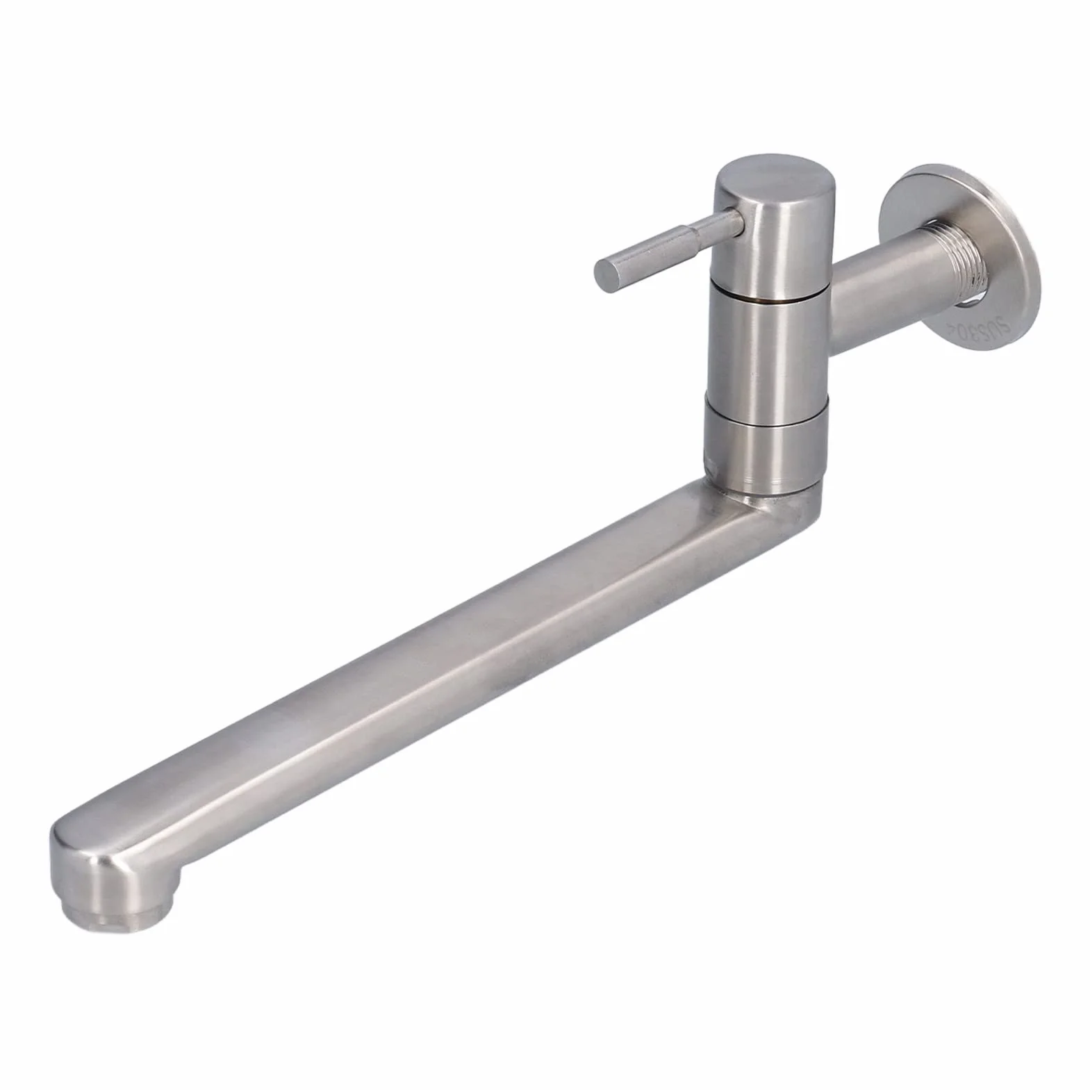 Grifo de Baño y Cocina de Pared G1/2 - Acero Inoxidable, Montado en la Pared, 360° Caño Giratorio Alargado para Lavabos, Fregaderos, Piscinas y Balcón