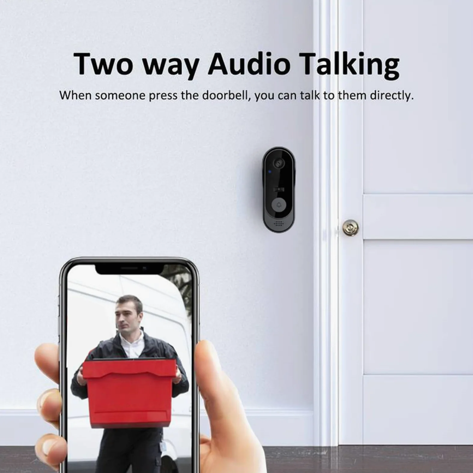 Timbre inalámbrico con cámara, cámara de video inalámbrica, detección de movimiento, monitor de seguridad para el hogar, conversación bidireccional, para interiores y exteriores, trabajo remoto tardío