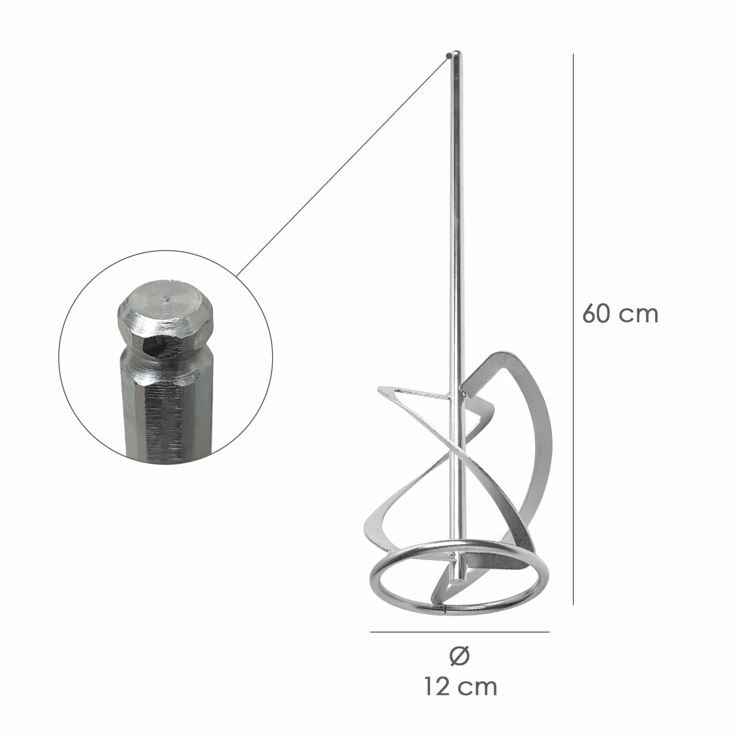Mezclador Cola Recambio Con Enganche Rapido Ø 12 x 60 cm. Para Mezcladora Electrica