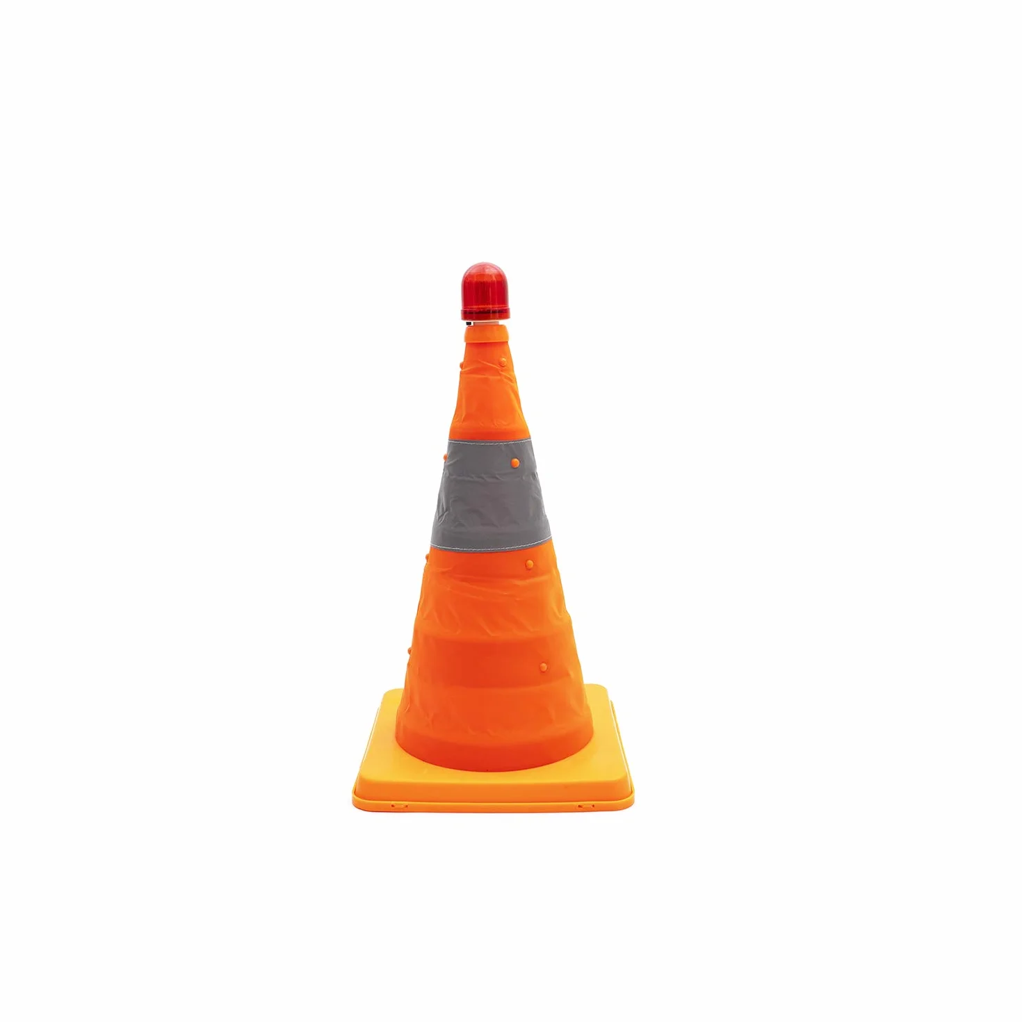 Normaluz BA12042 - Señalizacíon Homologada Cono Plegable De Nylon Con Luz Y Banda Refrectante PVC 42cm De Alto Base:24x24cm